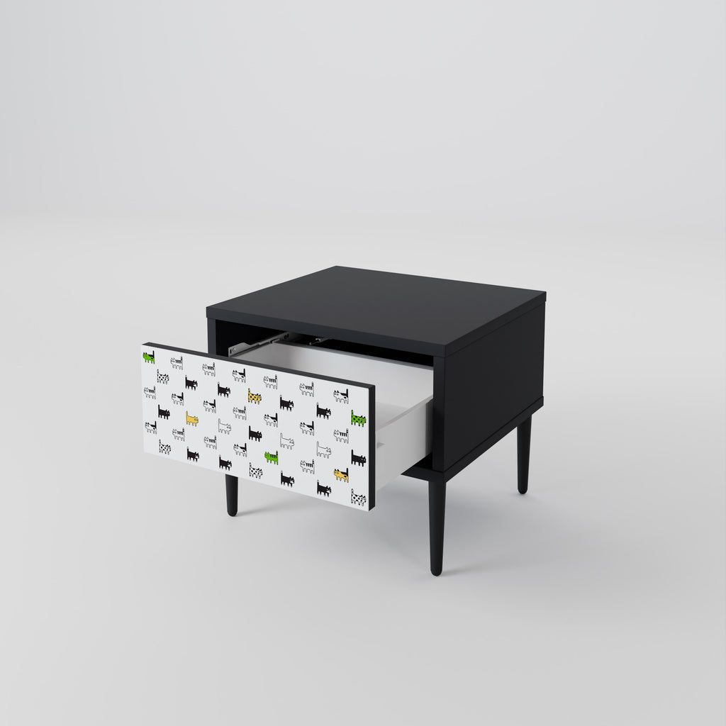 CATS COMPILATION Nightstand in Black Finish