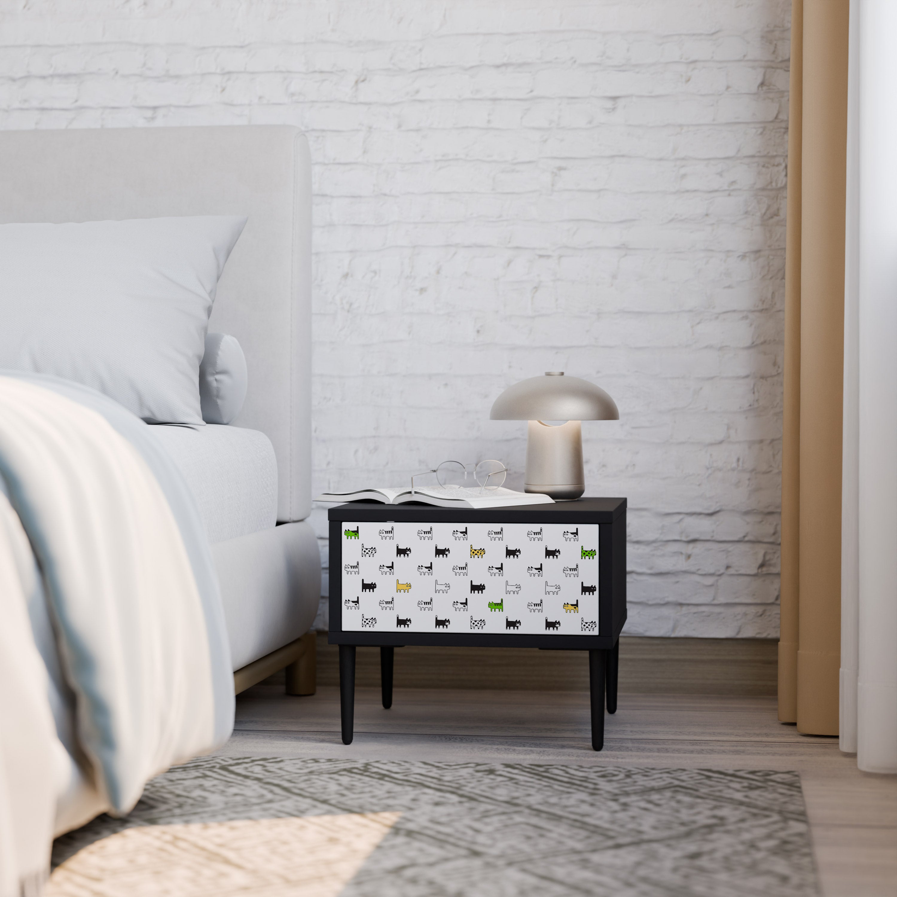 CATS COMPILATION Nightstand in Black Finish