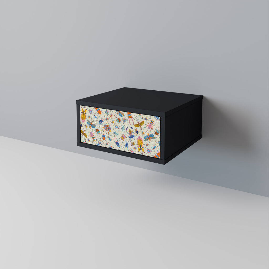 COLORFUL INSECTS Nightstand in Black Finish