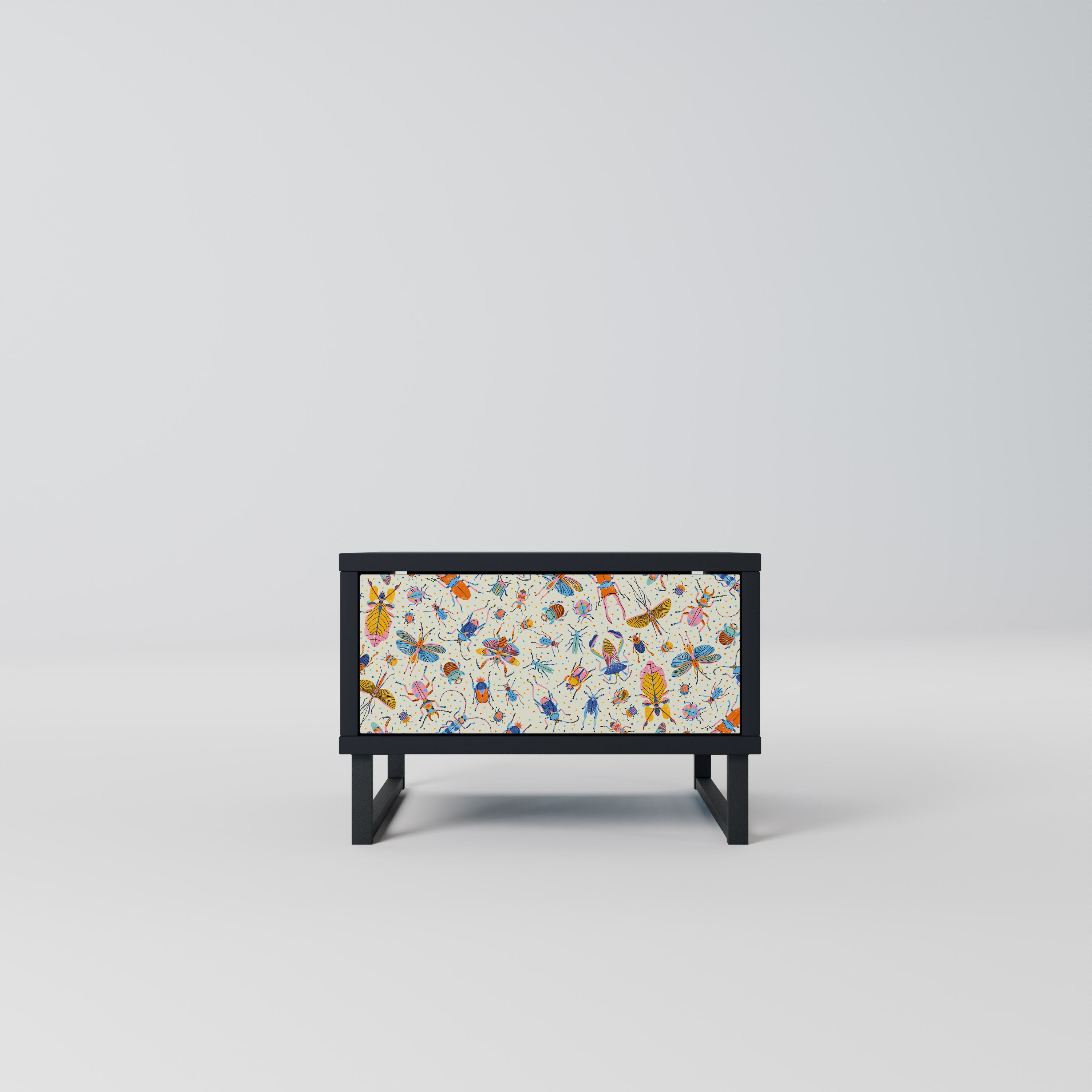 COLORFUL INSECTS Nightstand in Black Finish