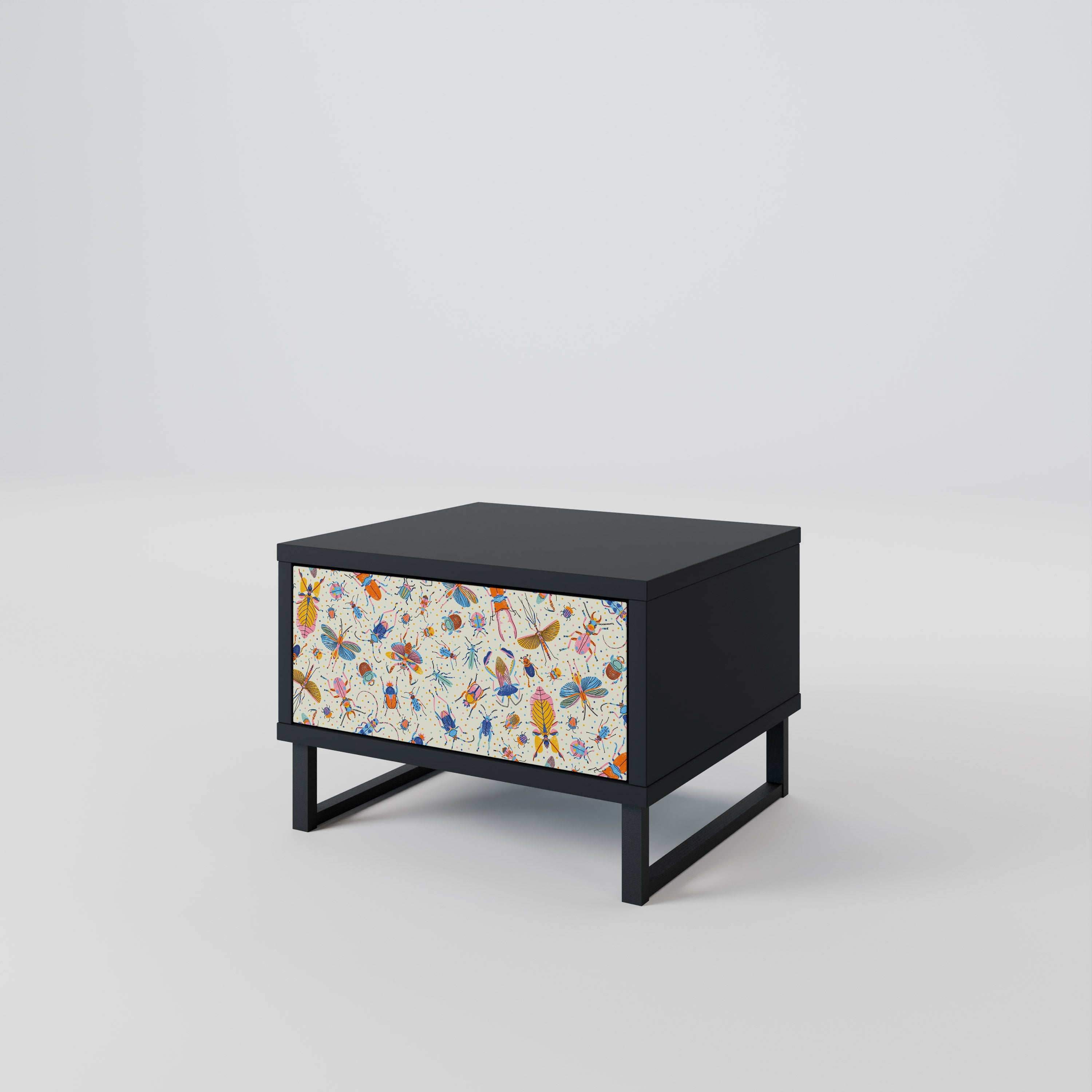 COLORFUL INSECTS Nightstand in Black Finish