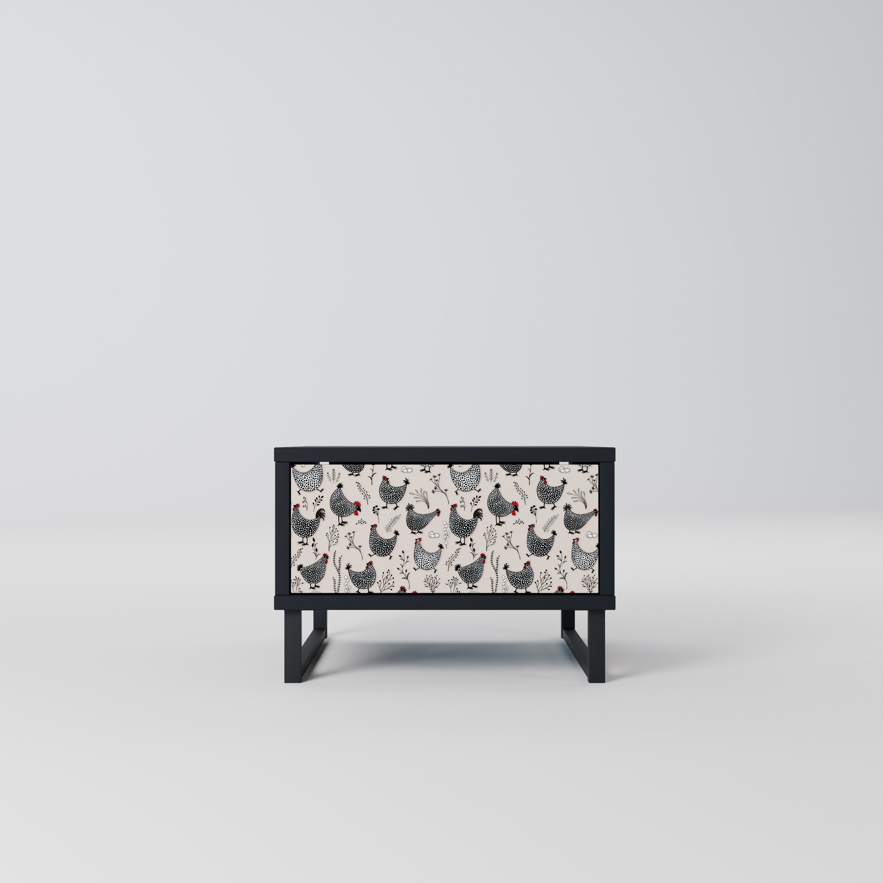 HAPPY HENS Nightstand in Black Finish