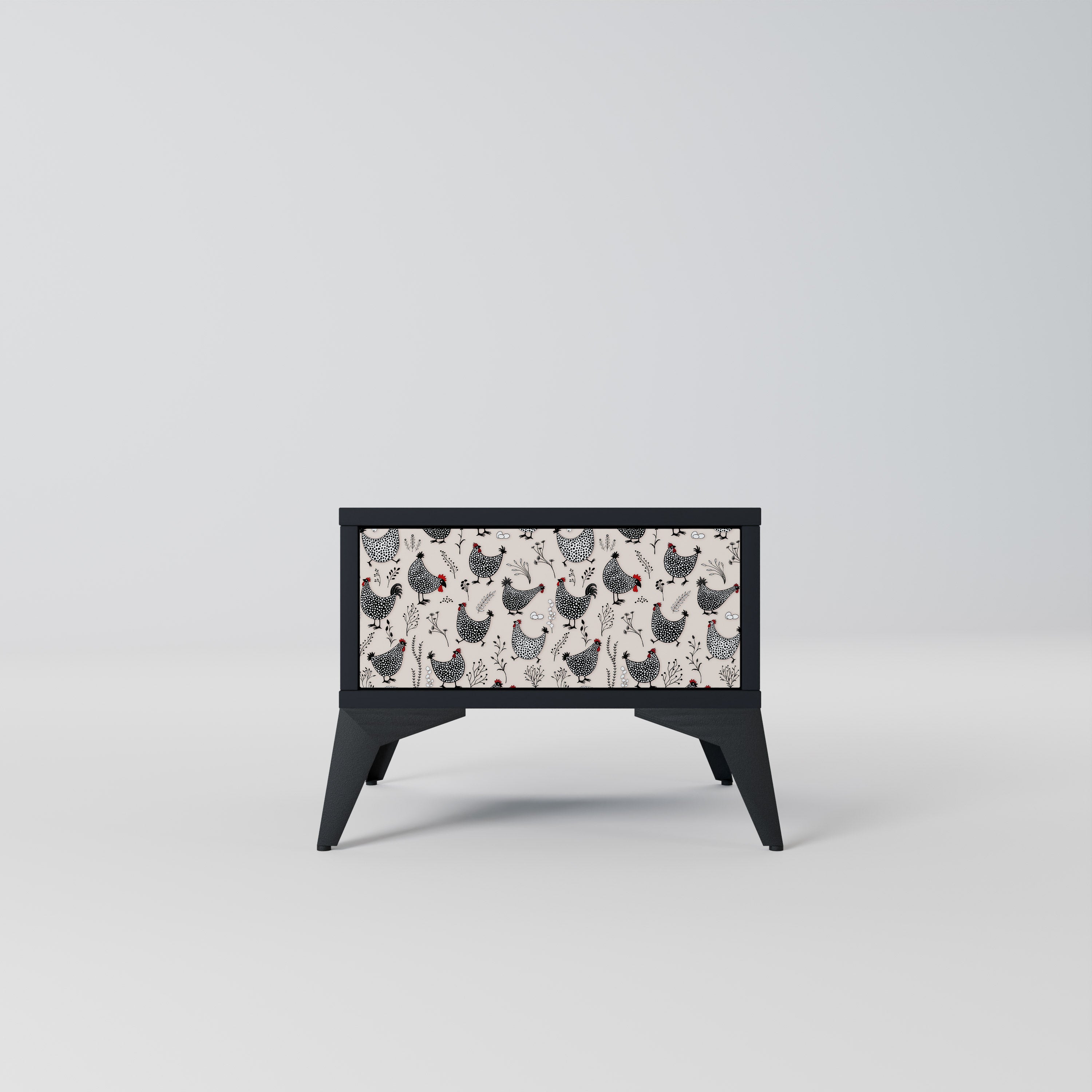 HAPPY HENS Nightstand in Black Finish