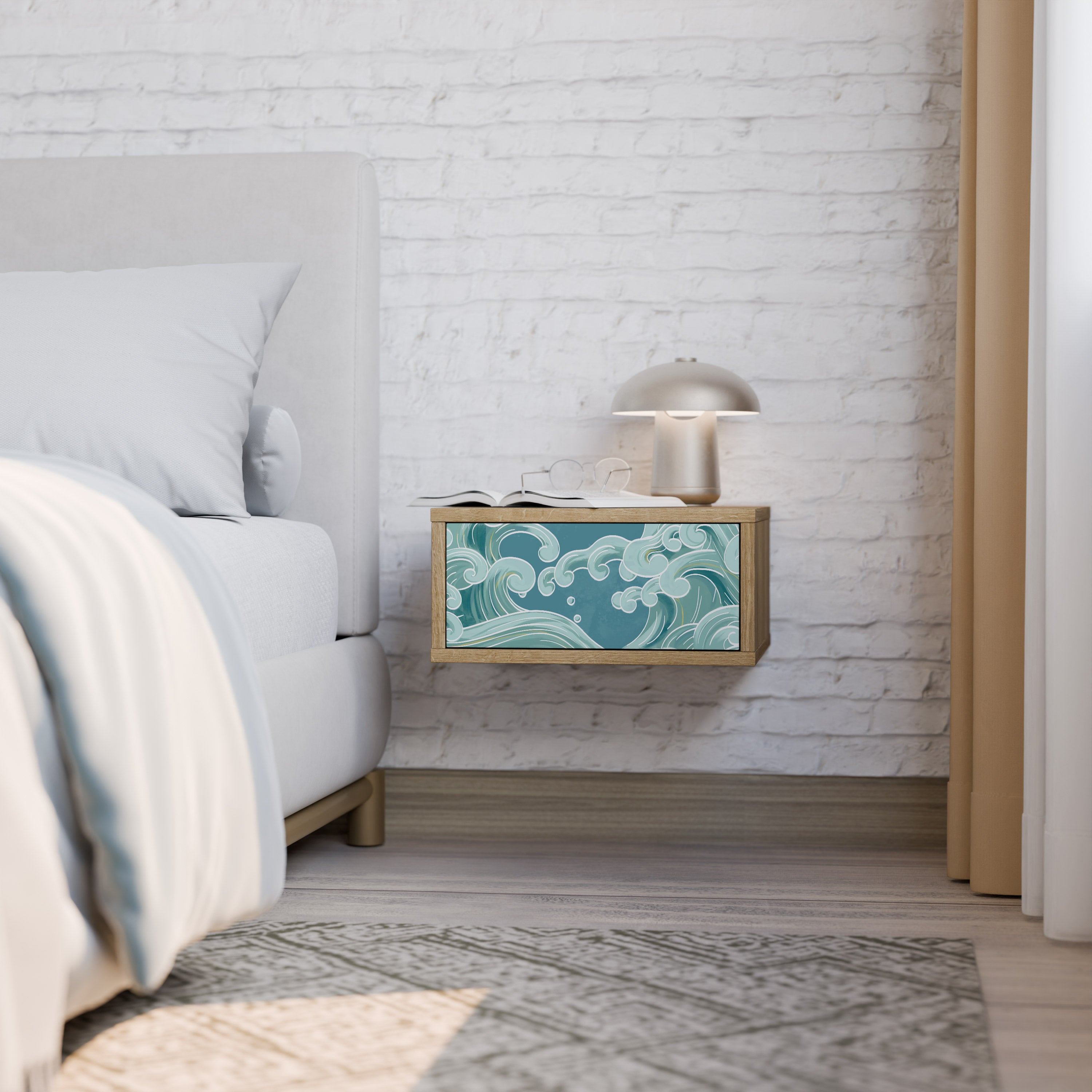 ASIAN SWAY Nightstand in Oak Effect