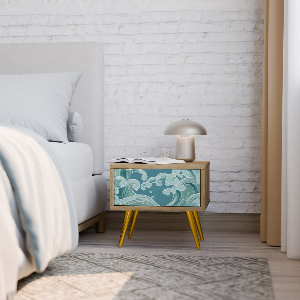 ASIAN SWAY Nightstand in Oak Effect