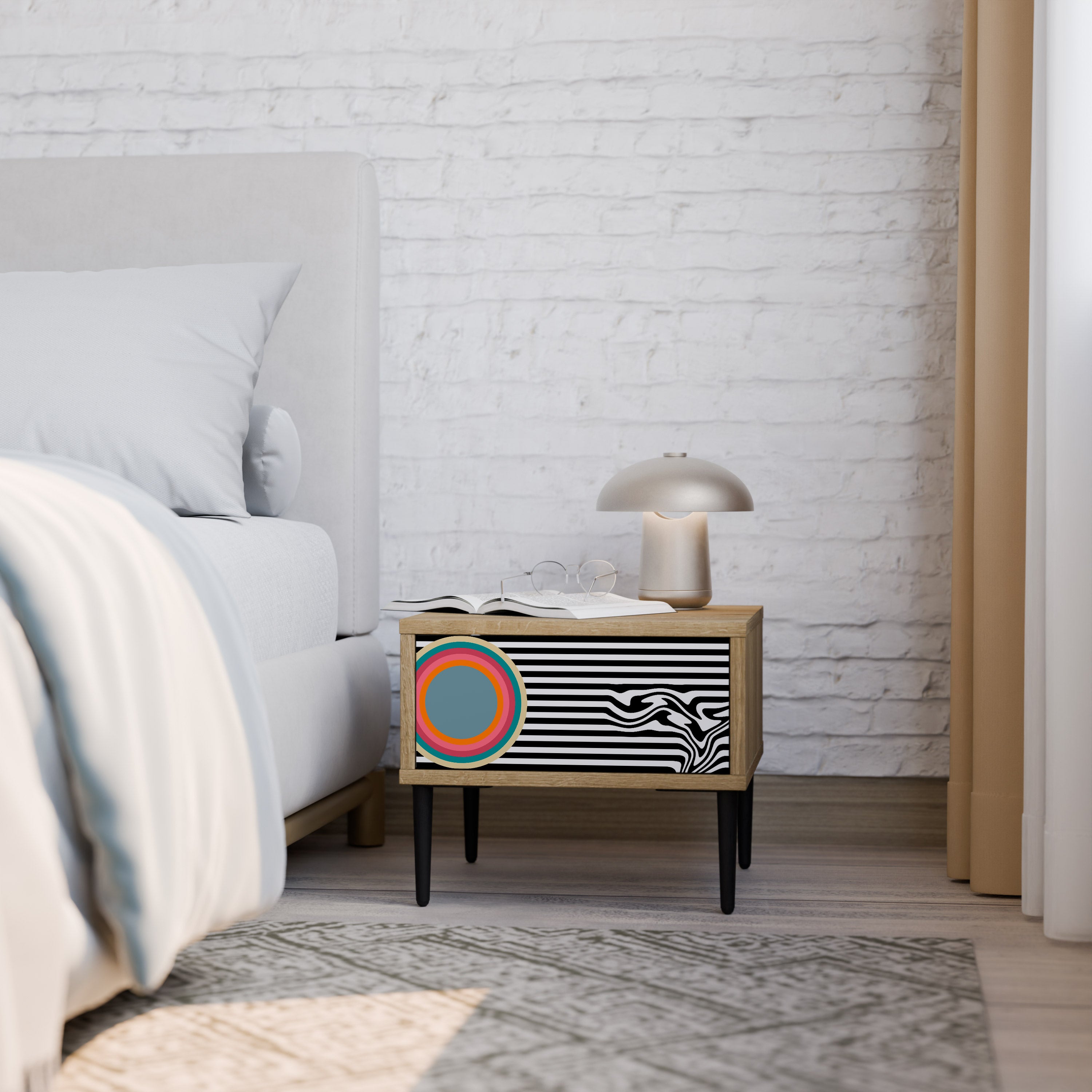 SPECTRA SHOWCASE Nightstand in Oak Effect