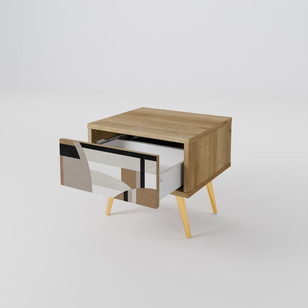 DELICATE MEMENTO Nightstand in Oak Effect