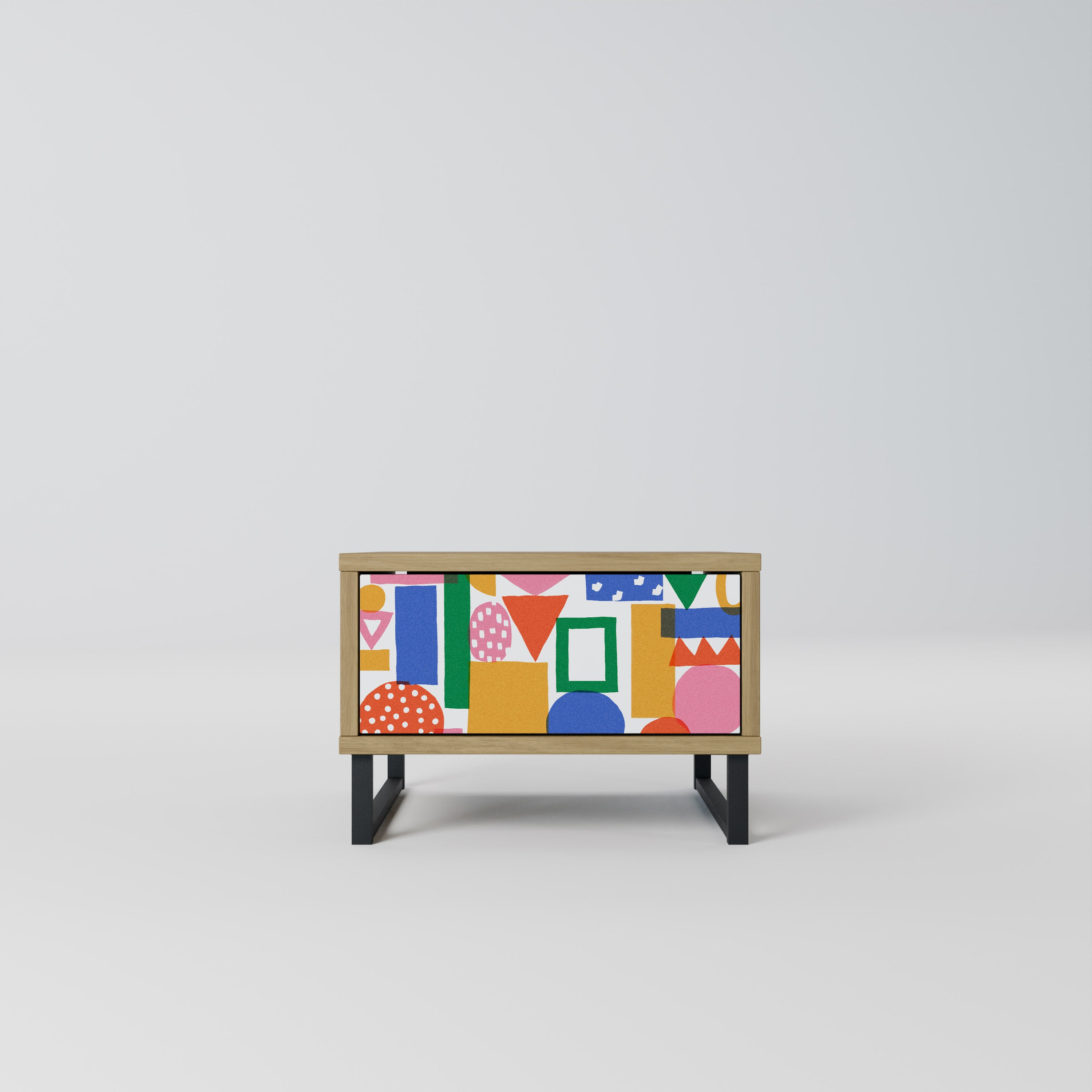 GEOMETRIC GLIMMER Nightstand in Oak Effect