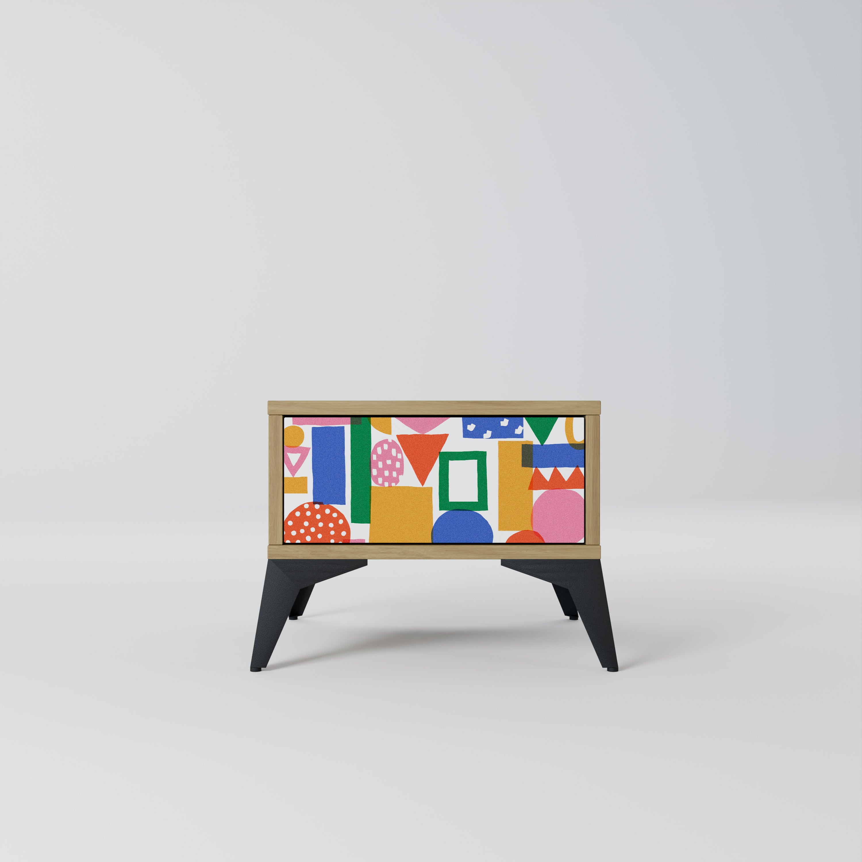 GEOMETRIC GLIMMER Nightstand in Oak Effect