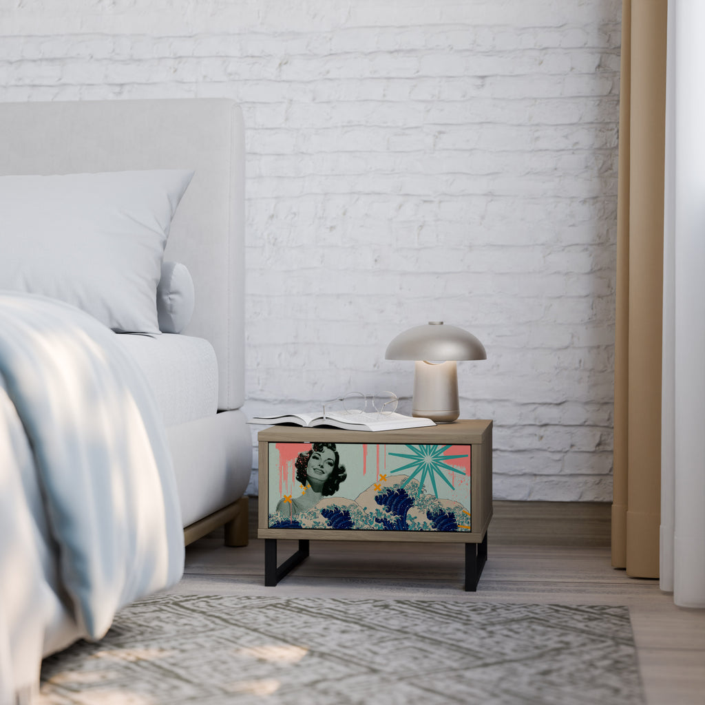 KANAGAWA BEAUTY Nightstand in Oak Effect