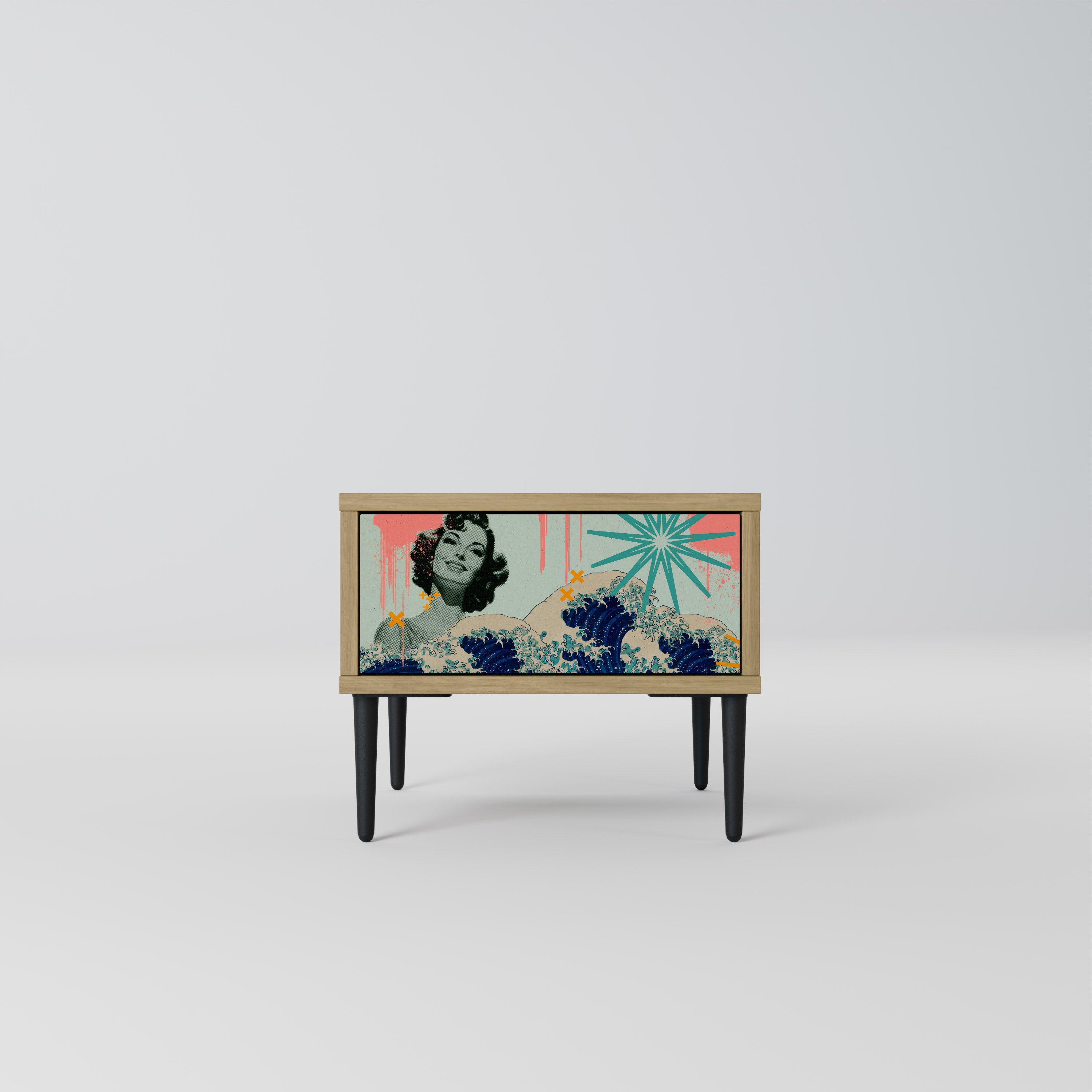 KANAGAWA BEAUTY Nightstand in Oak Effect