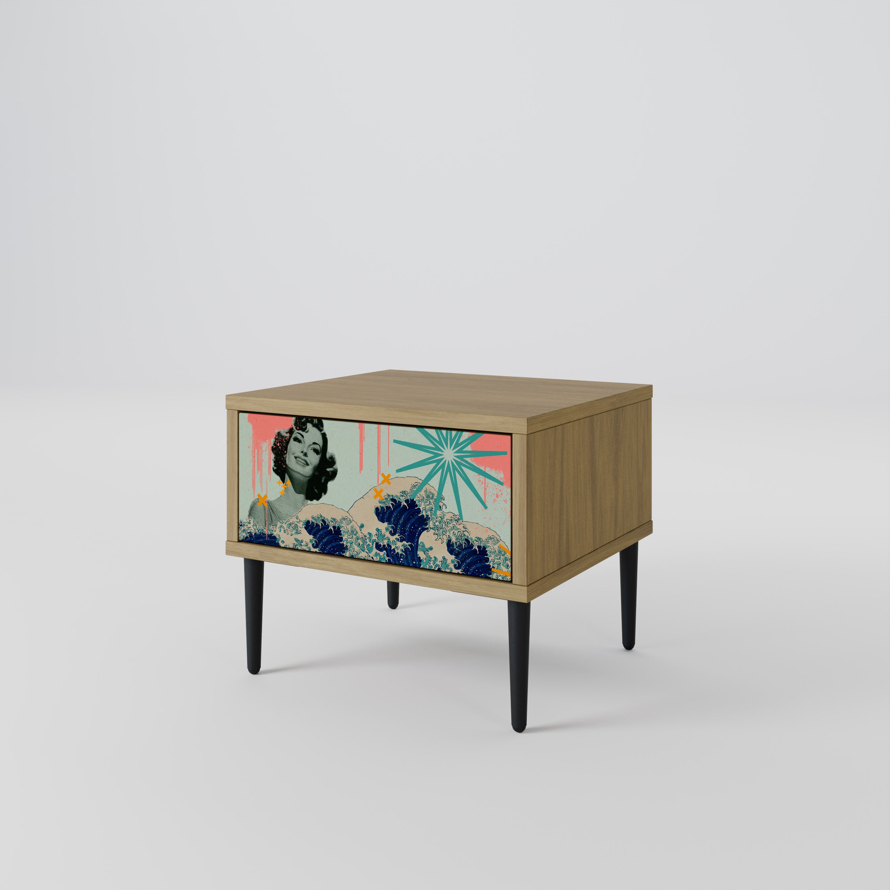 KANAGAWA BEAUTY Nightstand in Oak Effect