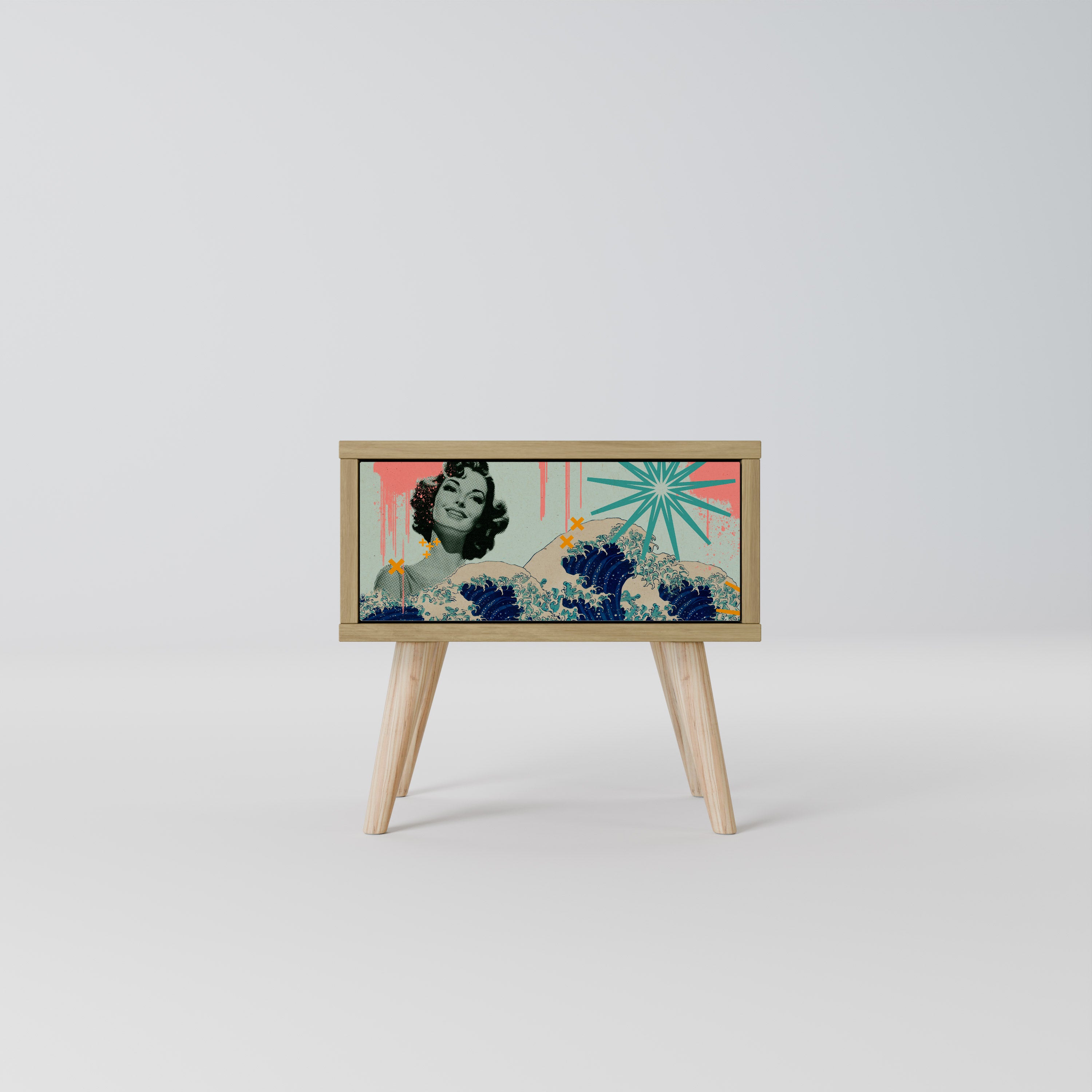 KANAGAWA BEAUTY Nightstand in Oak Effect