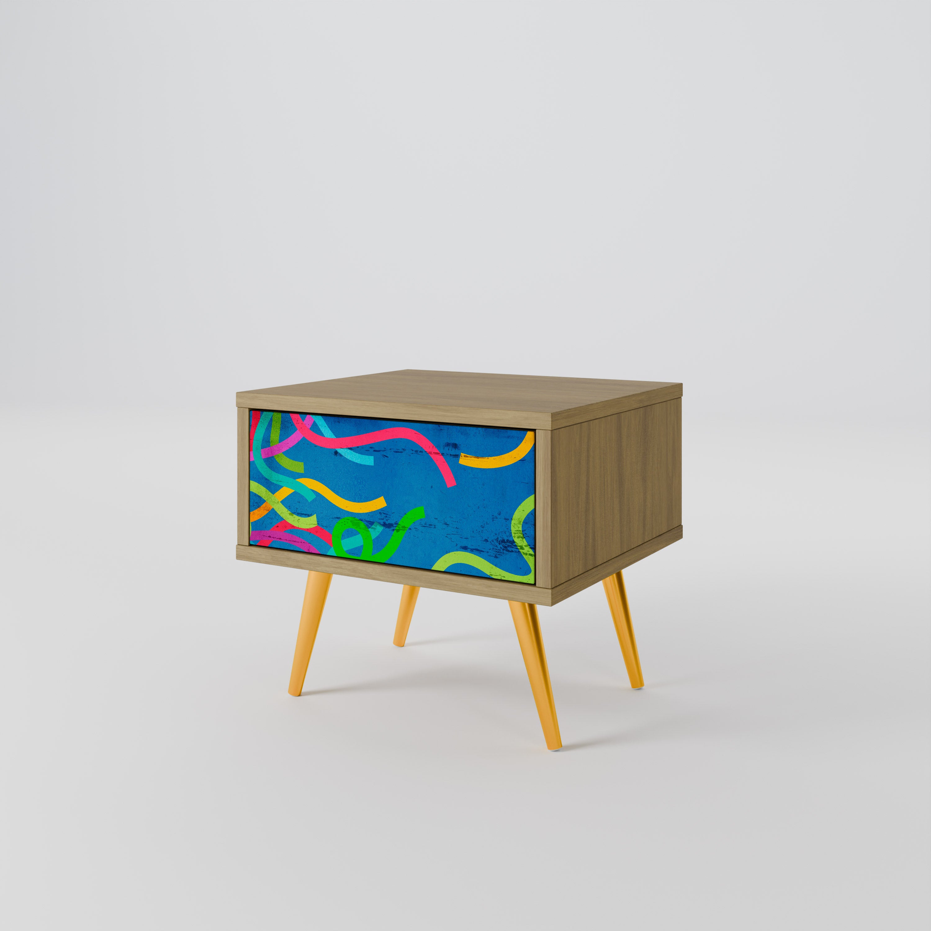 STREAMER TANGLE Nightstand in Oak Effect