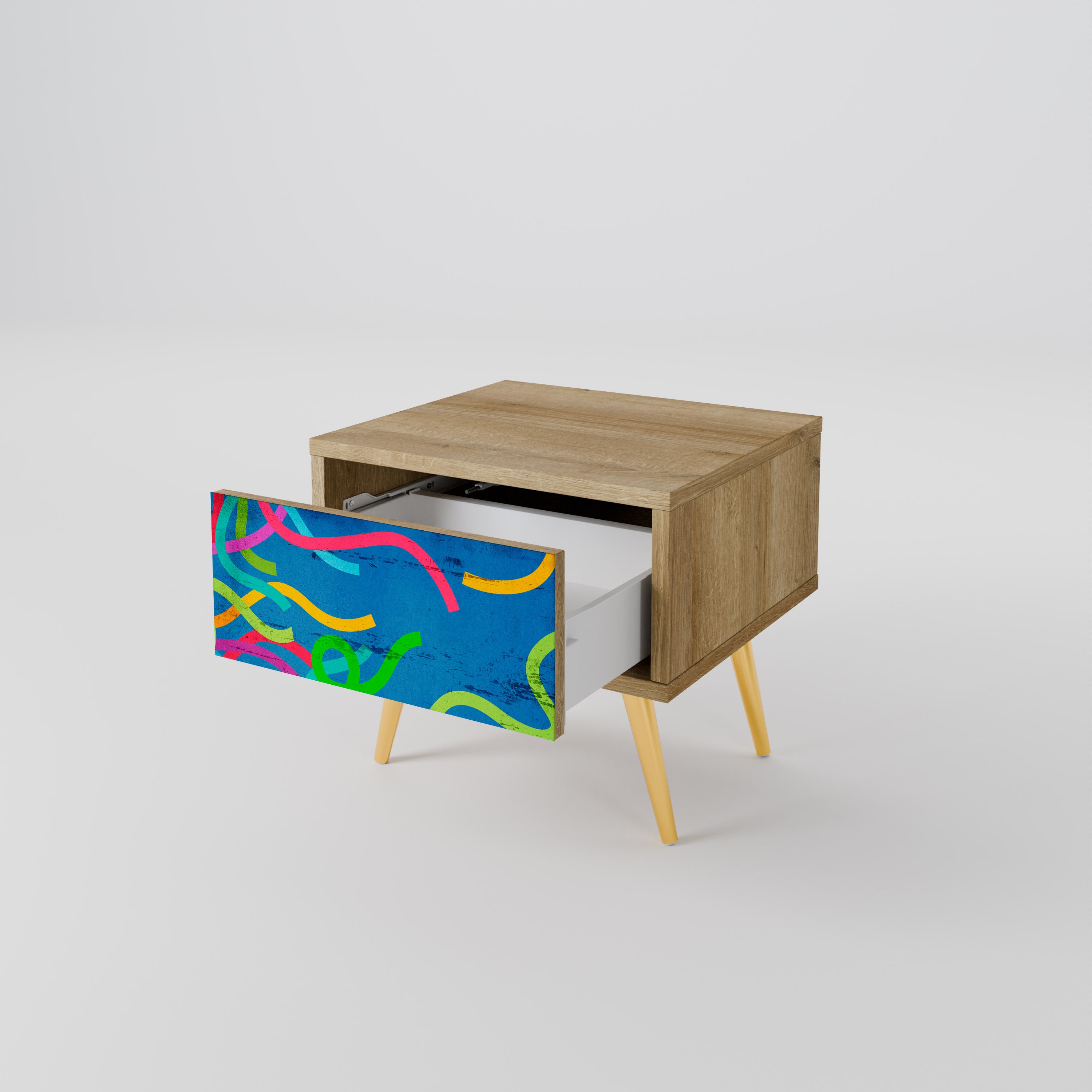 STREAMER TANGLE Nightstand in Oak Effect
