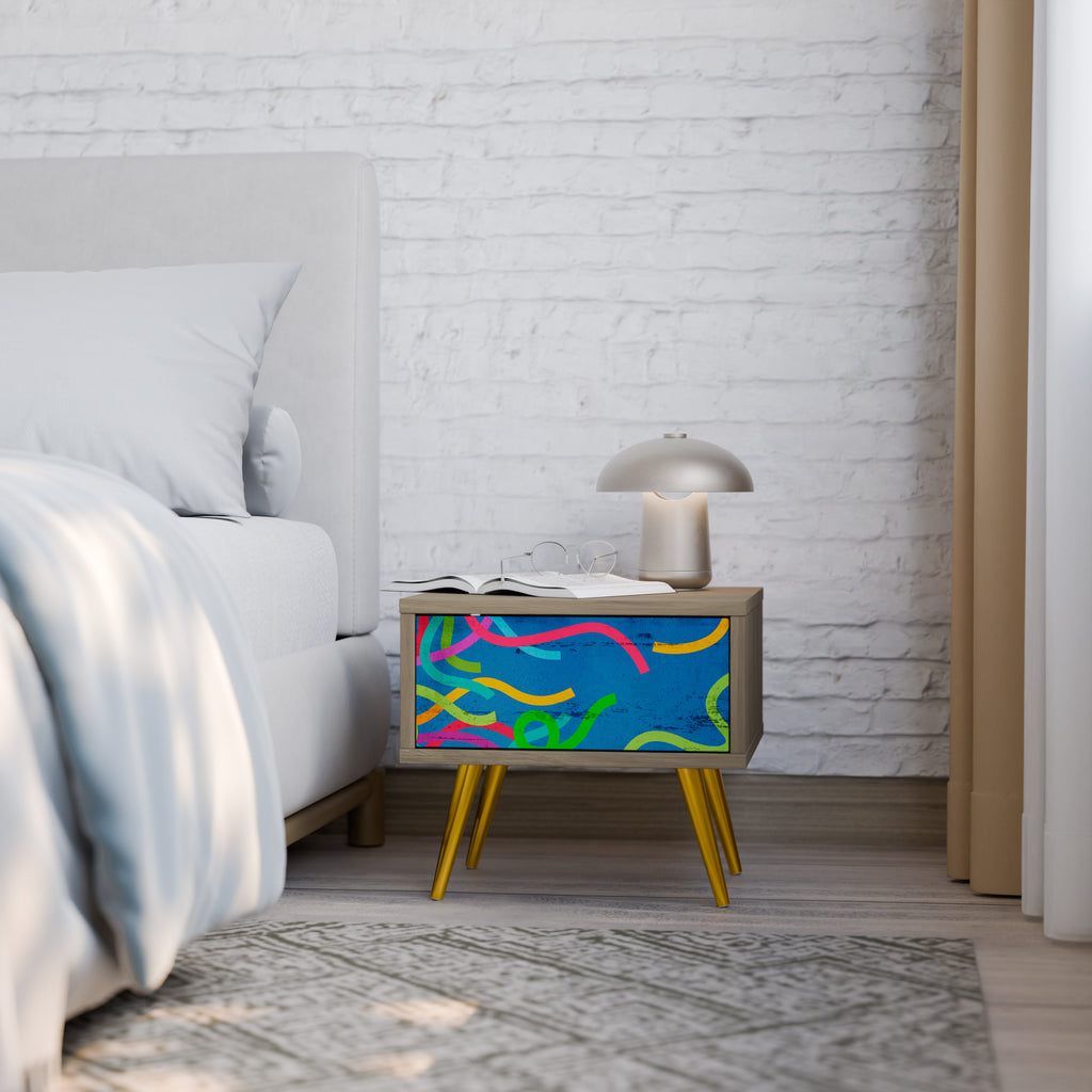 STREAMER TANGLE Nightstand in Oak Effect