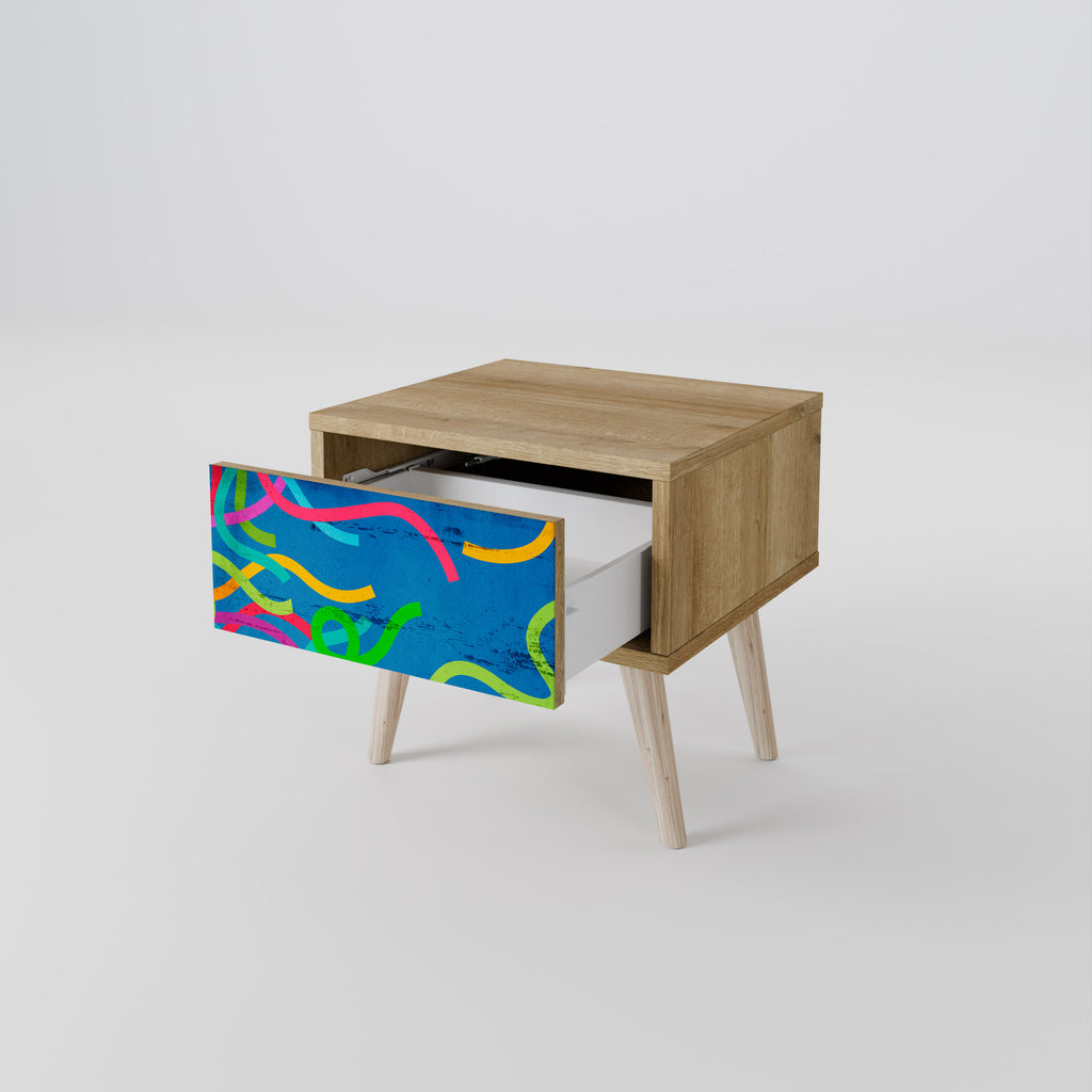 STREAMER TANGLE Nightstand in Oak Effect