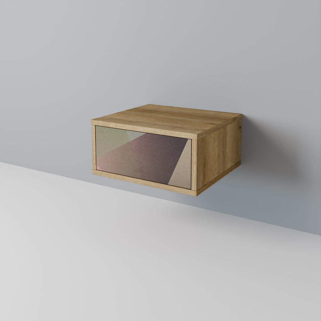 BEIGE GEOMETRY Nightstand in Oak Effect