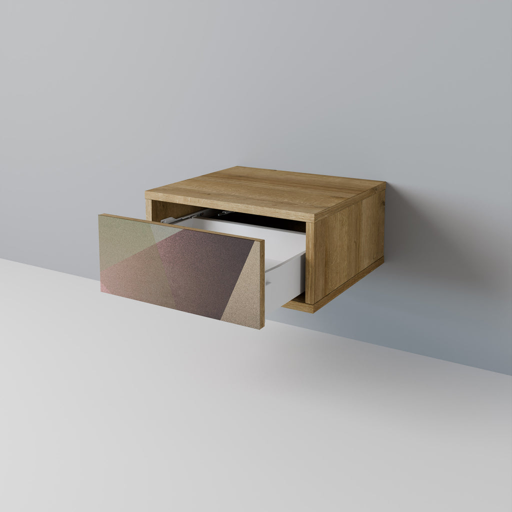 BEIGE GEOMETRY Nightstand in Oak Effect