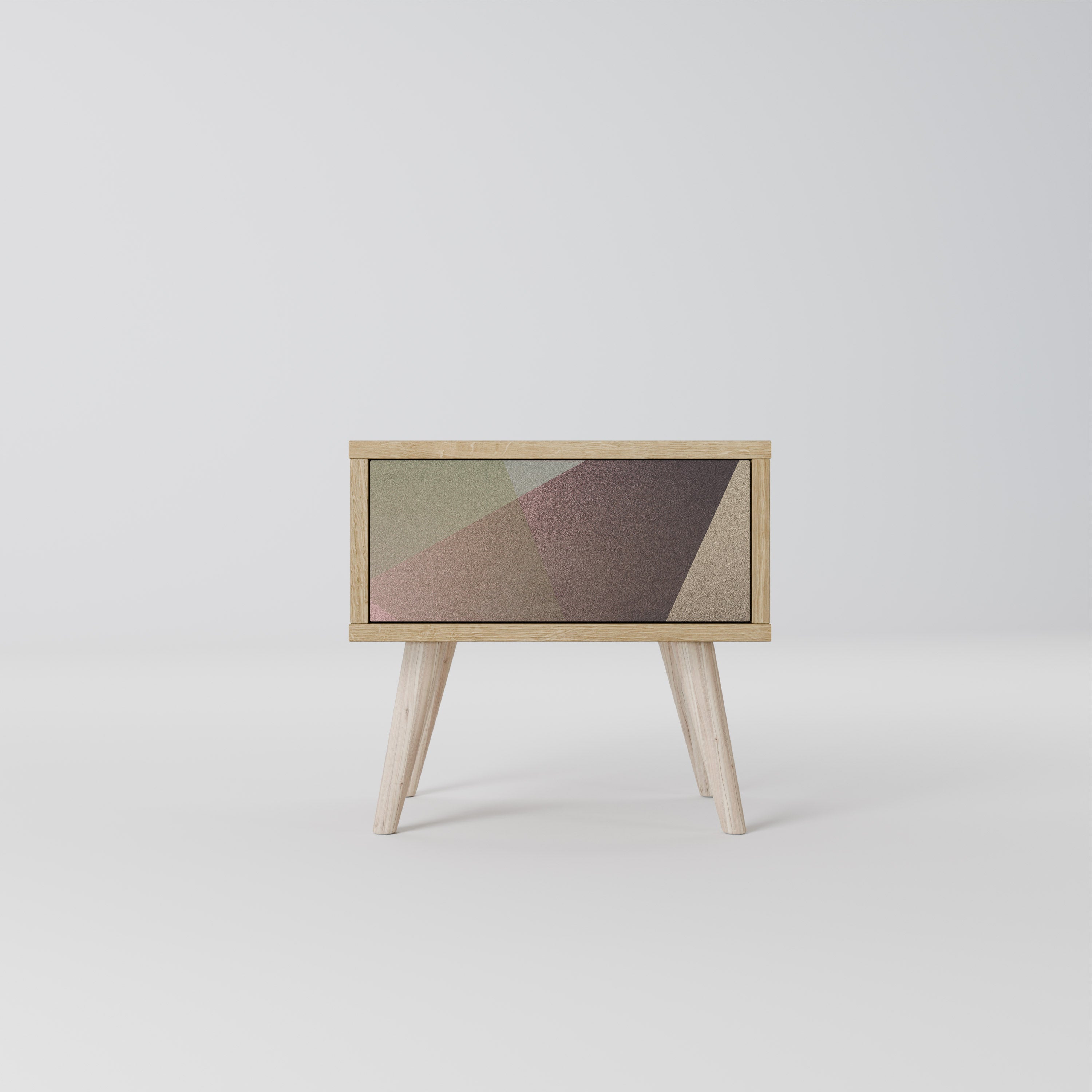 BEIGE GEOMETRY Nightstand in Oak Effect