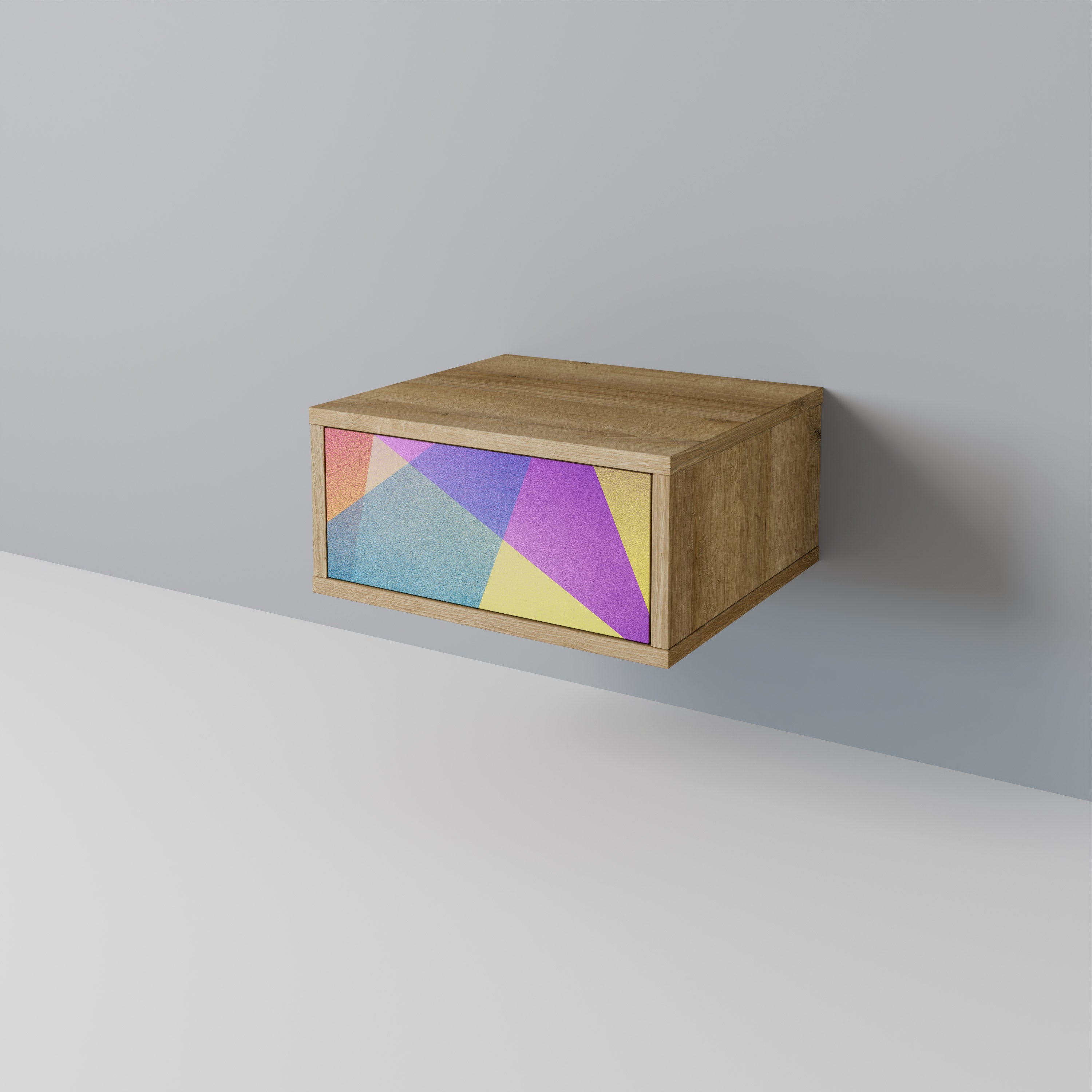 BRIGHT GEOMETRY Nightstand in Oak Effect