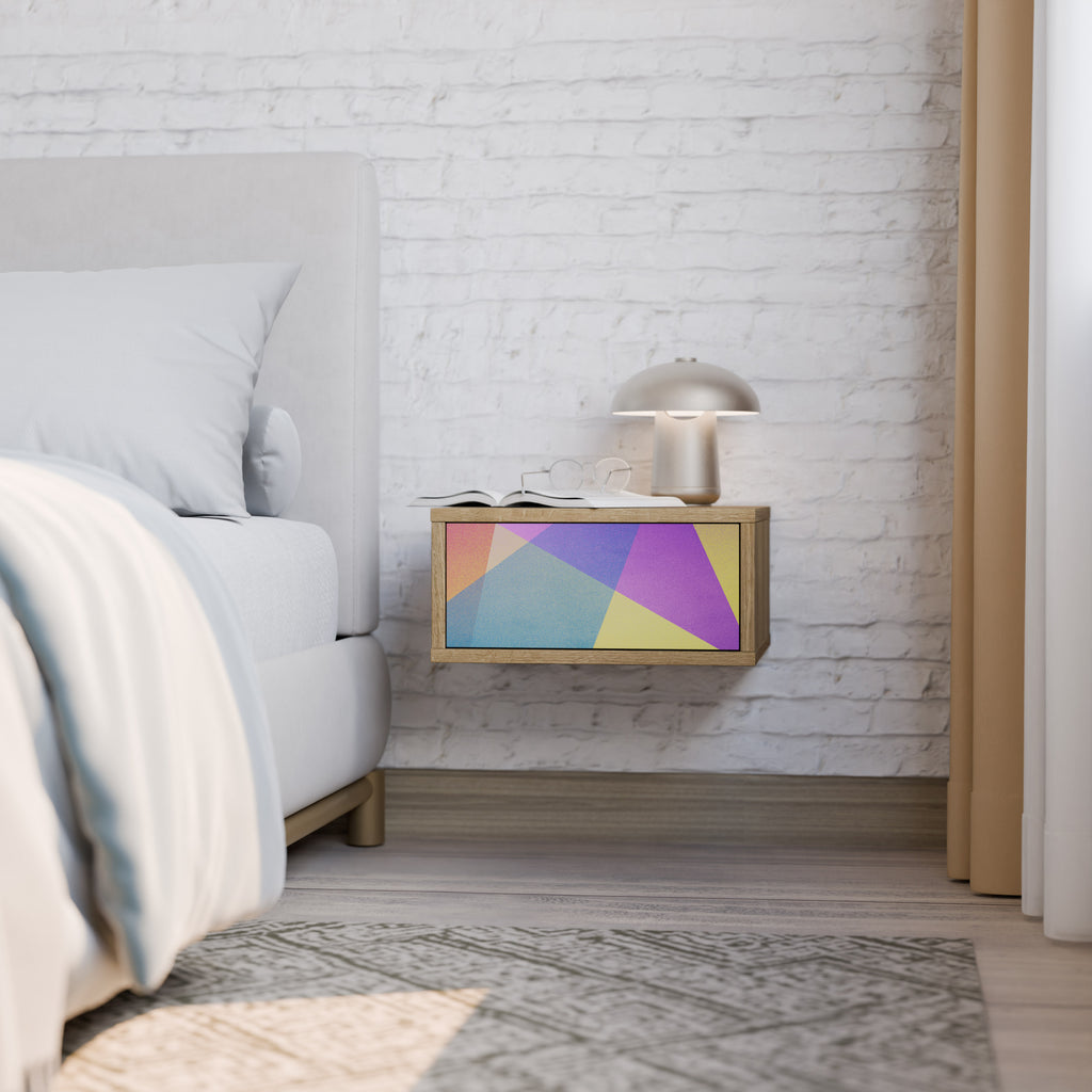 BRIGHT GEOMETRY Nightstand in Oak Effect