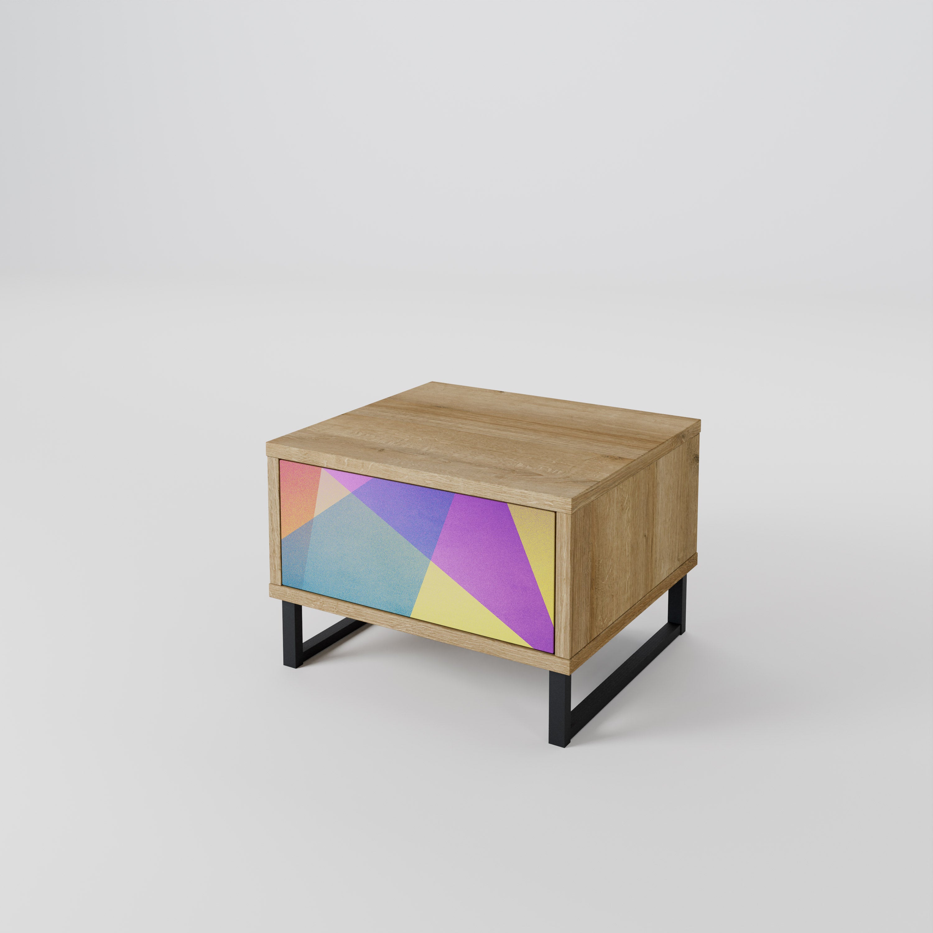 BRIGHT GEOMETRY Nightstand in Oak Effect