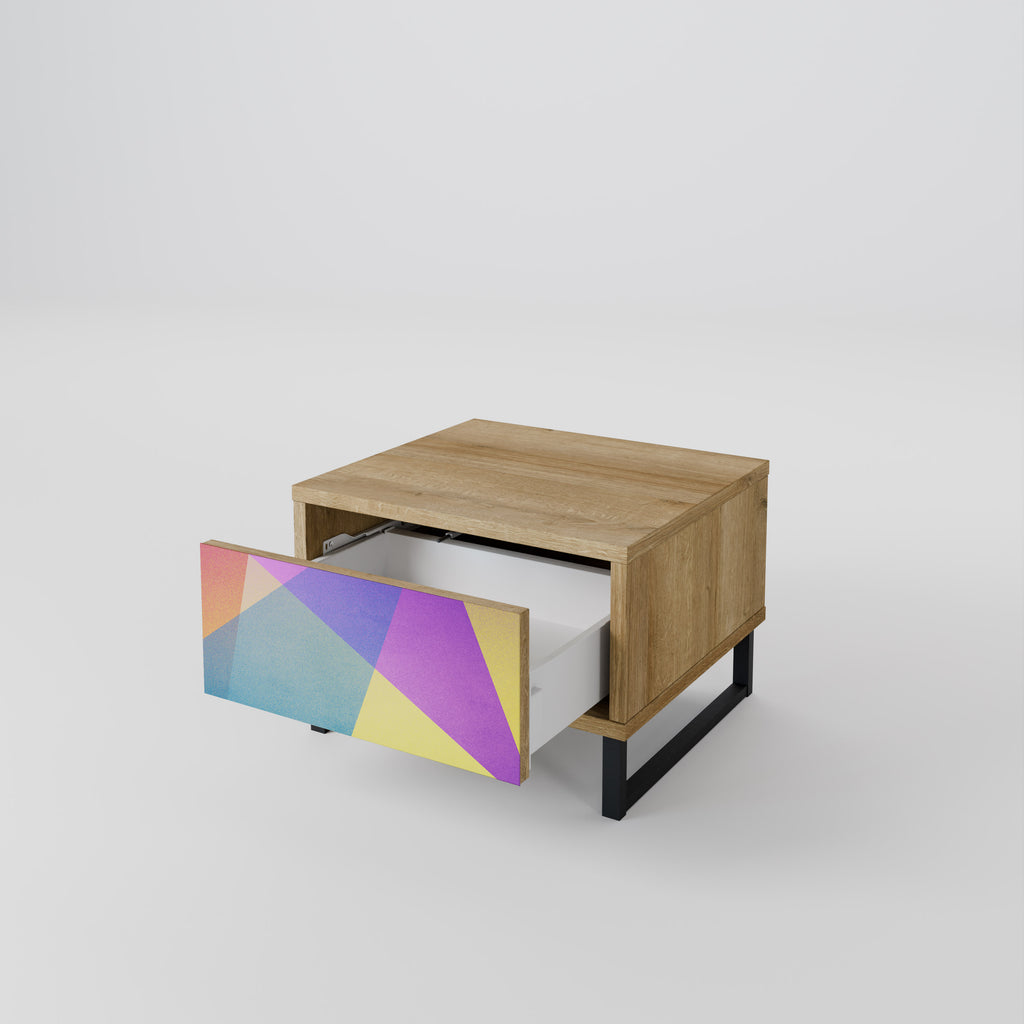 BRIGHT GEOMETRY Nightstand in Oak Effect