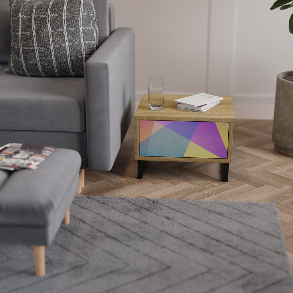 BRIGHT GEOMETRY Nightstand in Oak Effect