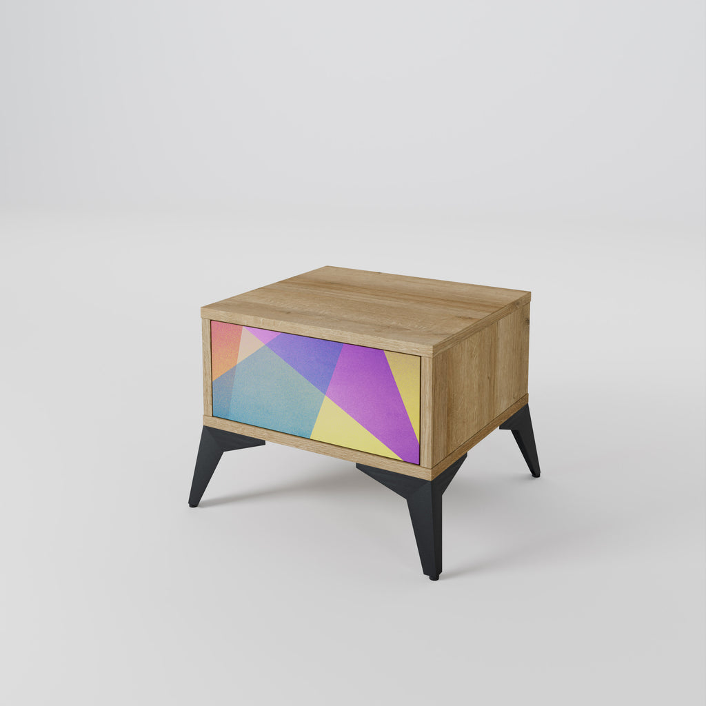 BRIGHT GEOMETRY Nightstand in Oak Effect