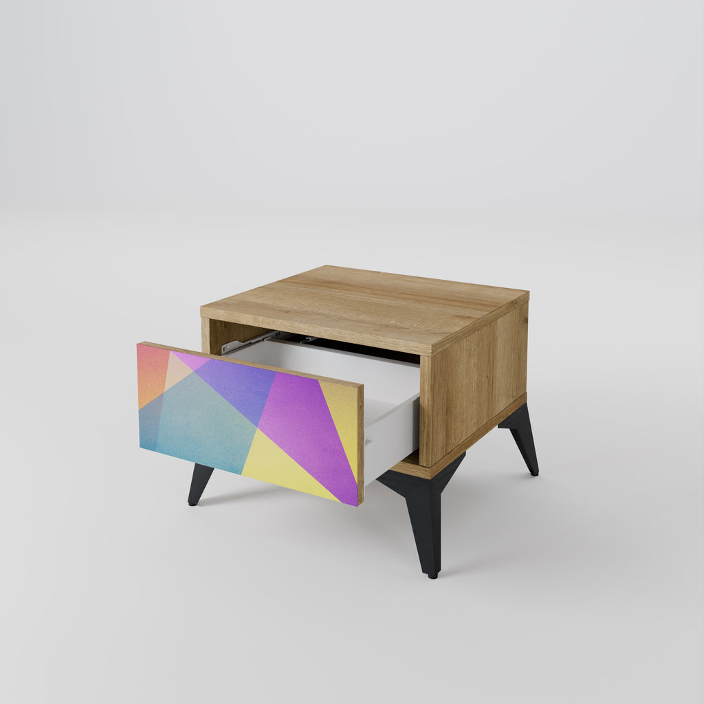 BRIGHT GEOMETRY Nightstand in Oak Effect