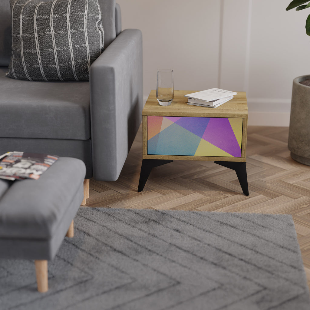 BRIGHT GEOMETRY Nightstand in Oak Effect