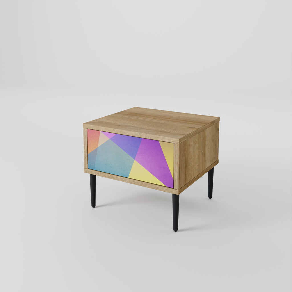 BRIGHT GEOMETRY Nightstand in Oak Effect