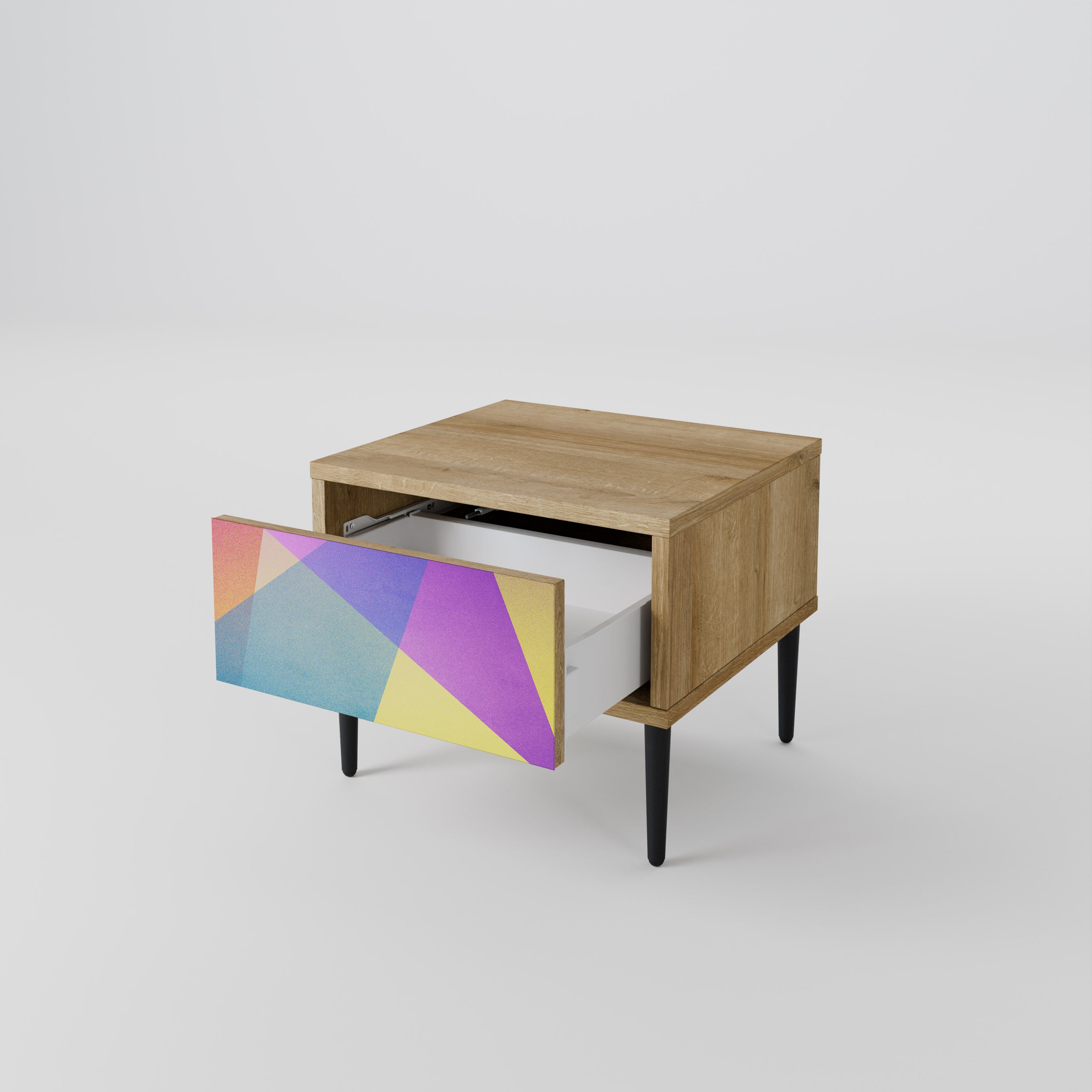 BRIGHT GEOMETRY Nightstand in Oak Effect