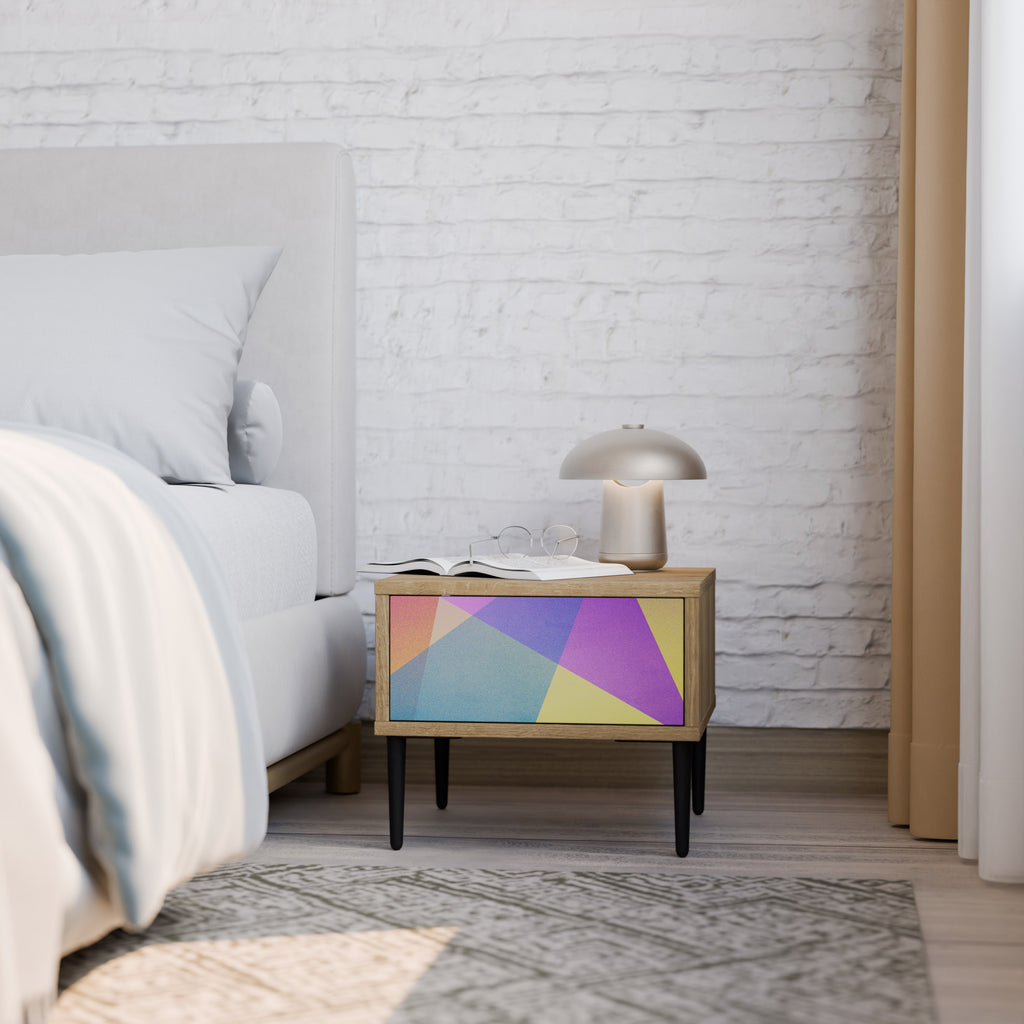 BRIGHT GEOMETRY Nightstand in Oak Effect