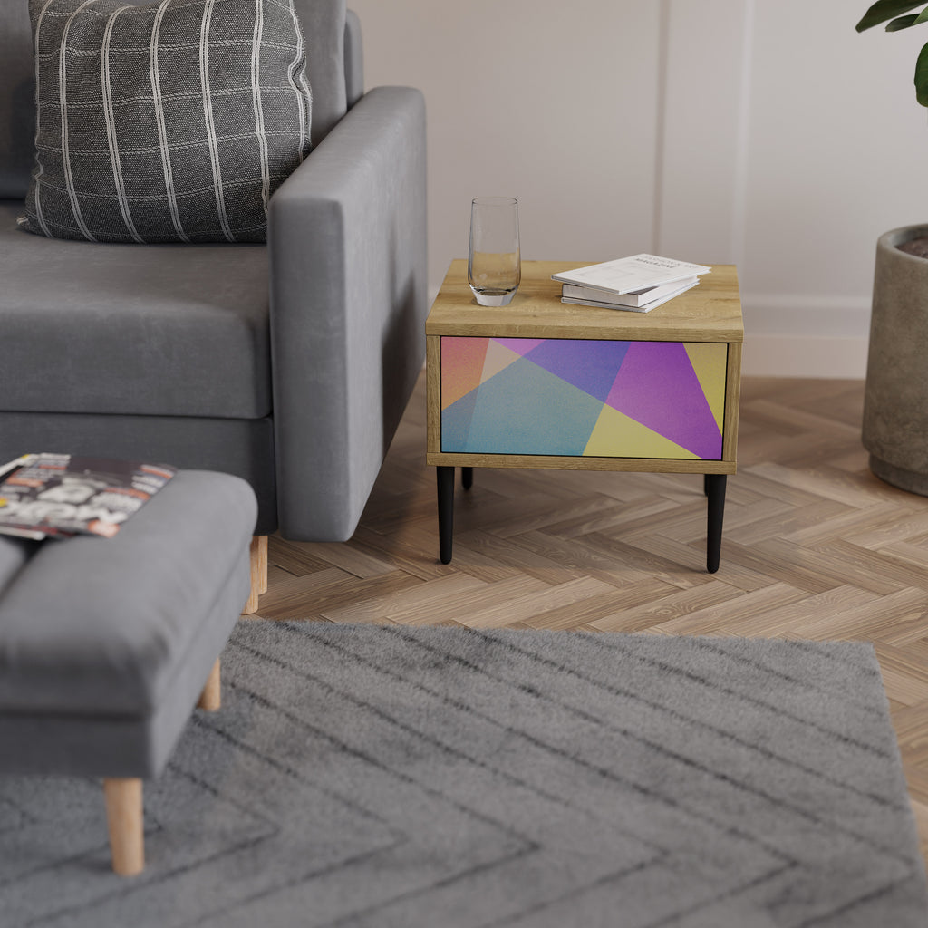 BRIGHT GEOMETRY Nightstand in Oak Effect