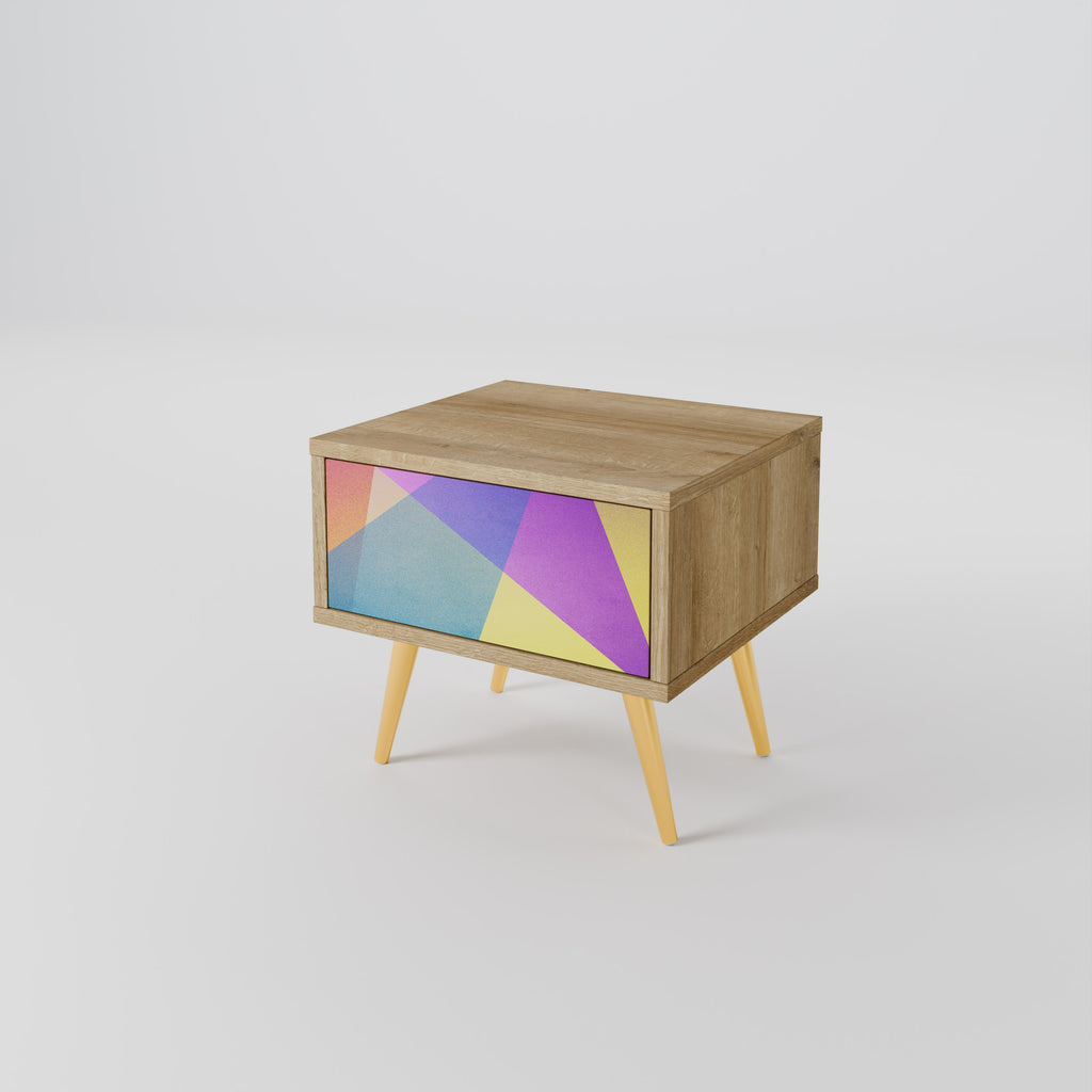 BRIGHT GEOMETRY Nightstand in Oak Effect