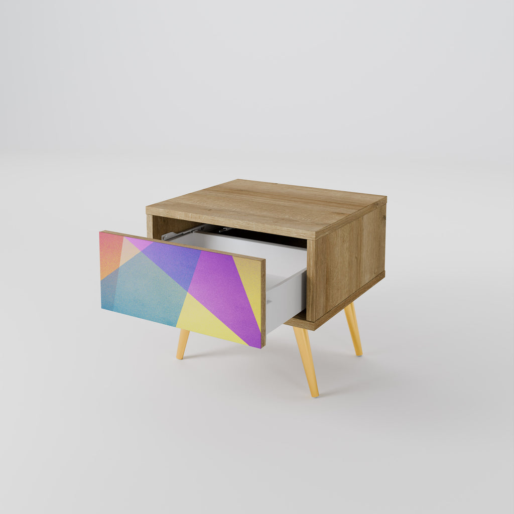 BRIGHT GEOMETRY Nightstand in Oak Effect