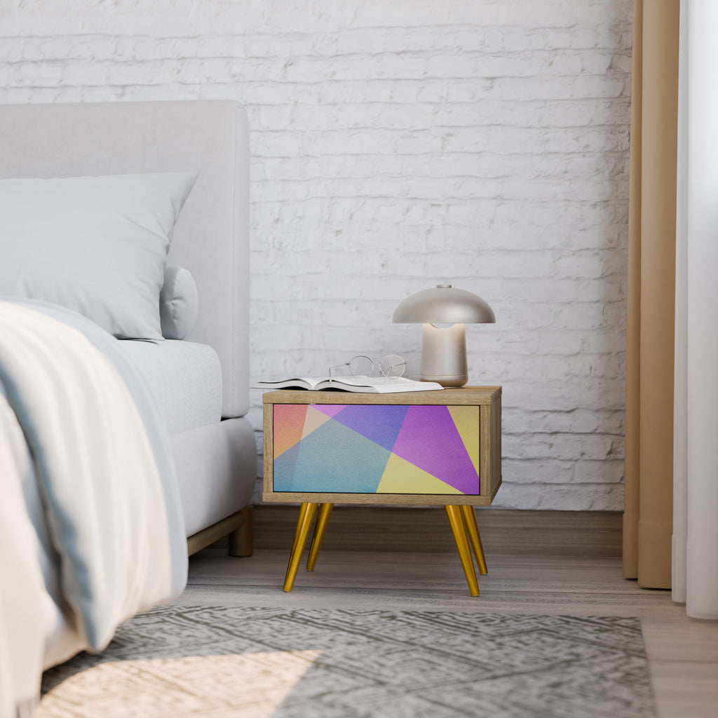 BRIGHT GEOMETRY Nightstand in Oak Effect