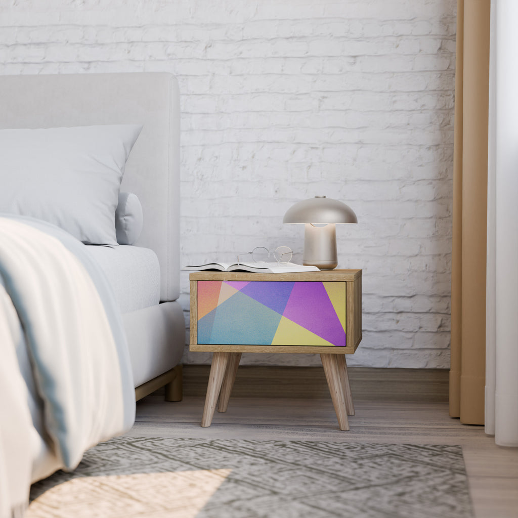 BRIGHT GEOMETRY Nightstand in Oak Effect