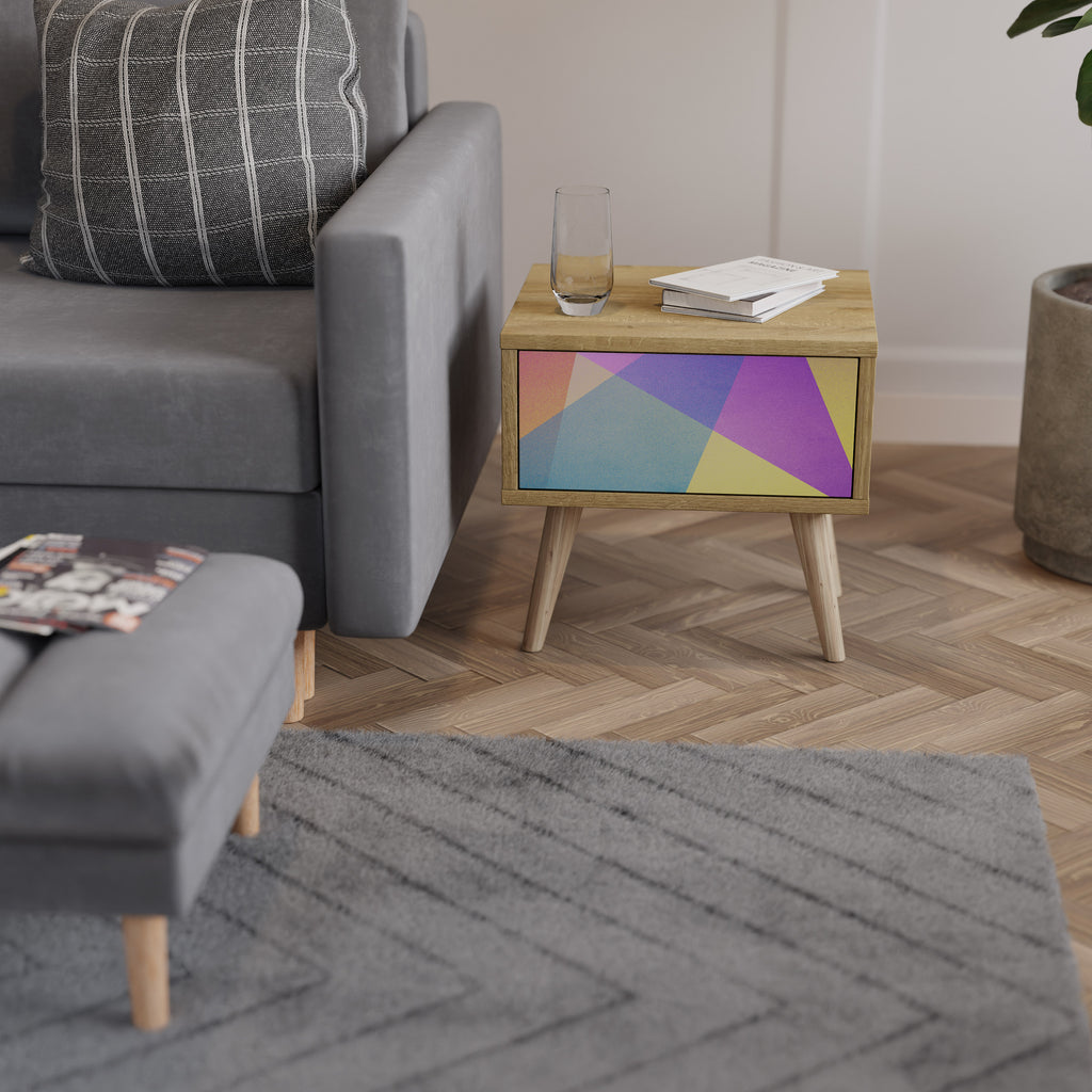 BRIGHT GEOMETRY Nightstand in Oak Effect