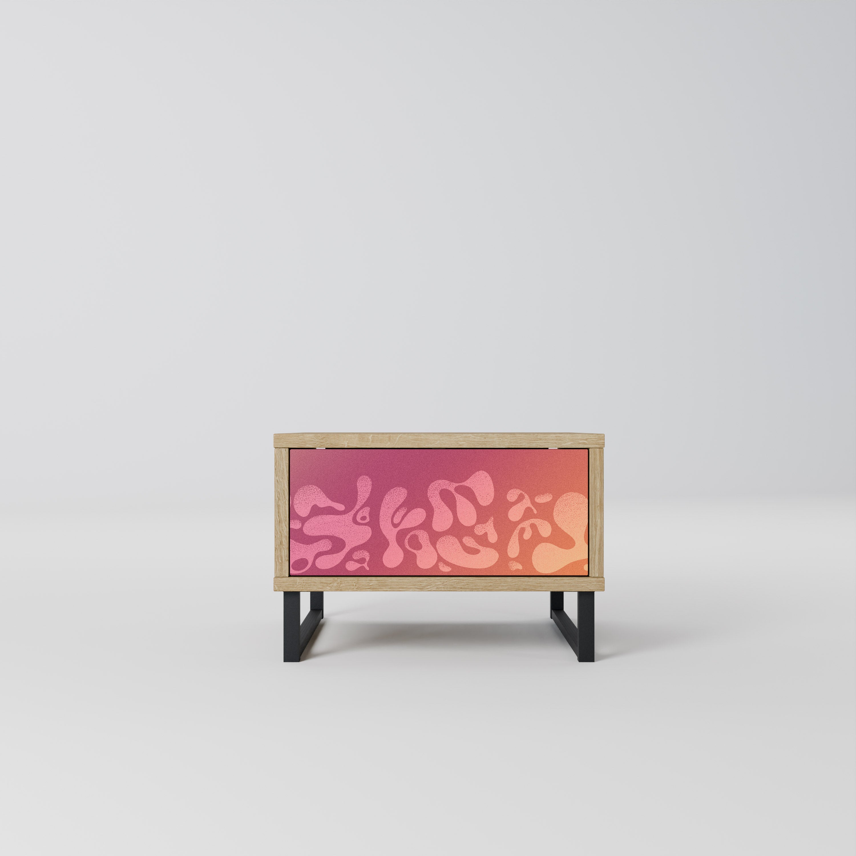 IRREGULAR PINK Nightstand in Oak Effect