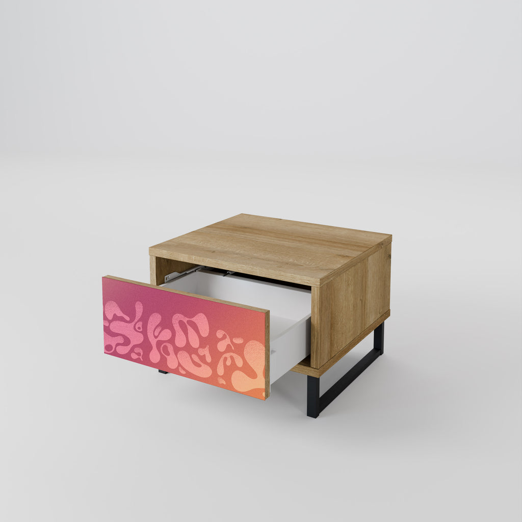 IRREGULAR PINK Nightstand in Oak Effect