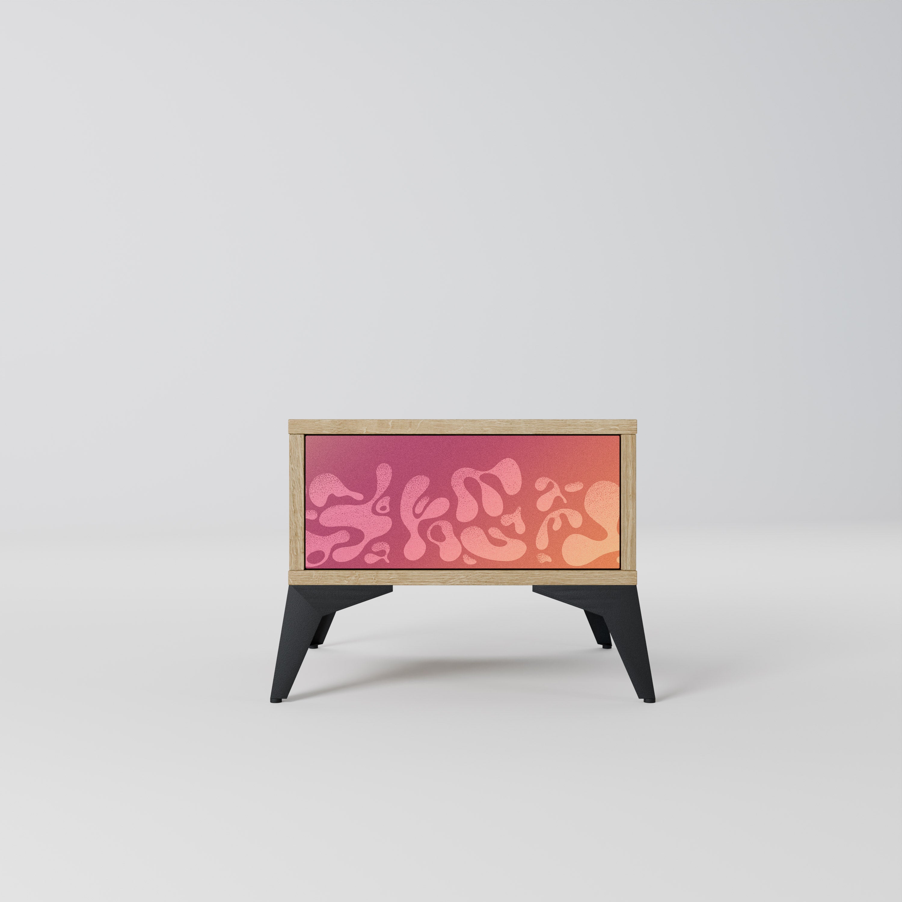 IRREGULAR PINK Nightstand in Oak Effect