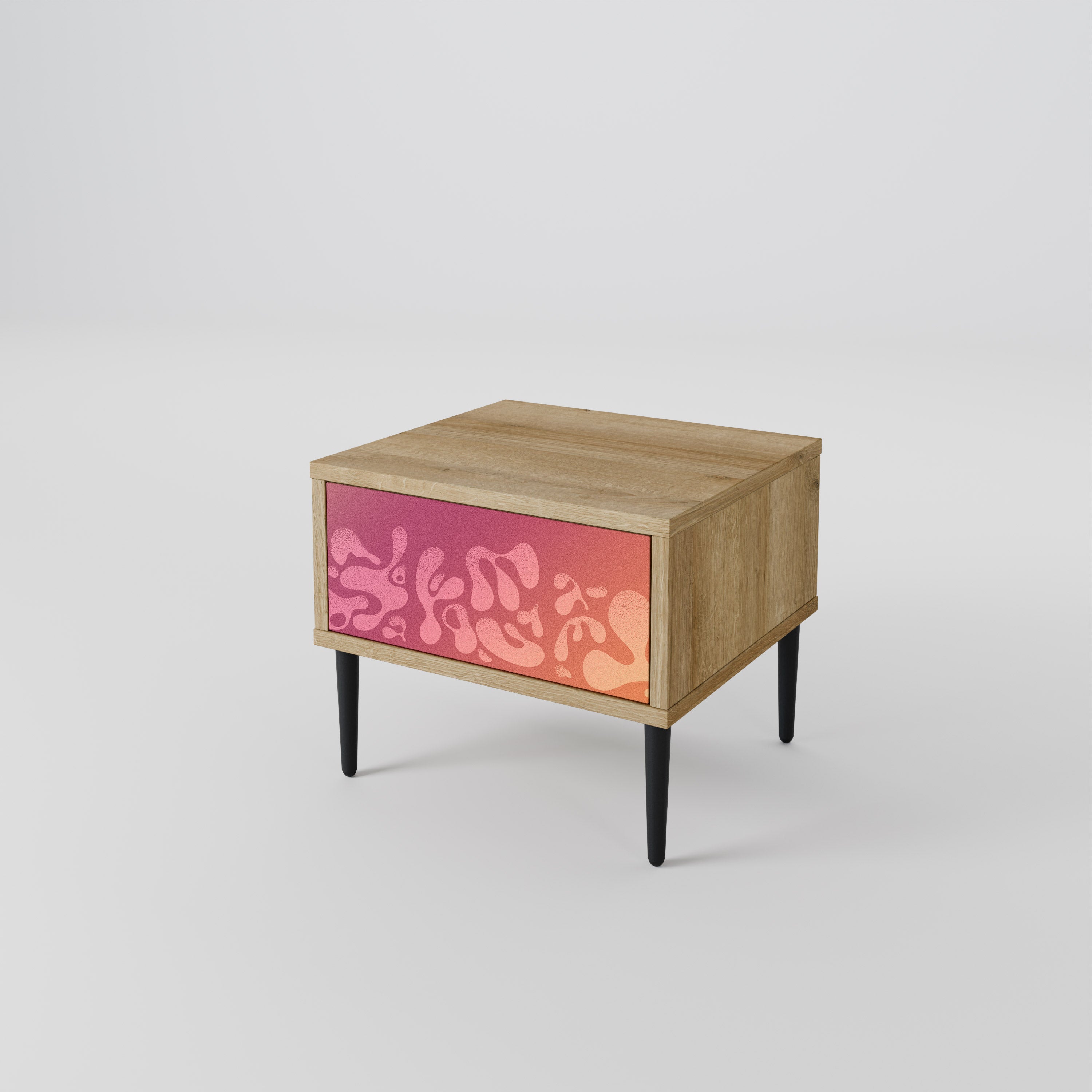 IRREGULAR PINK Nightstand in Oak Effect
