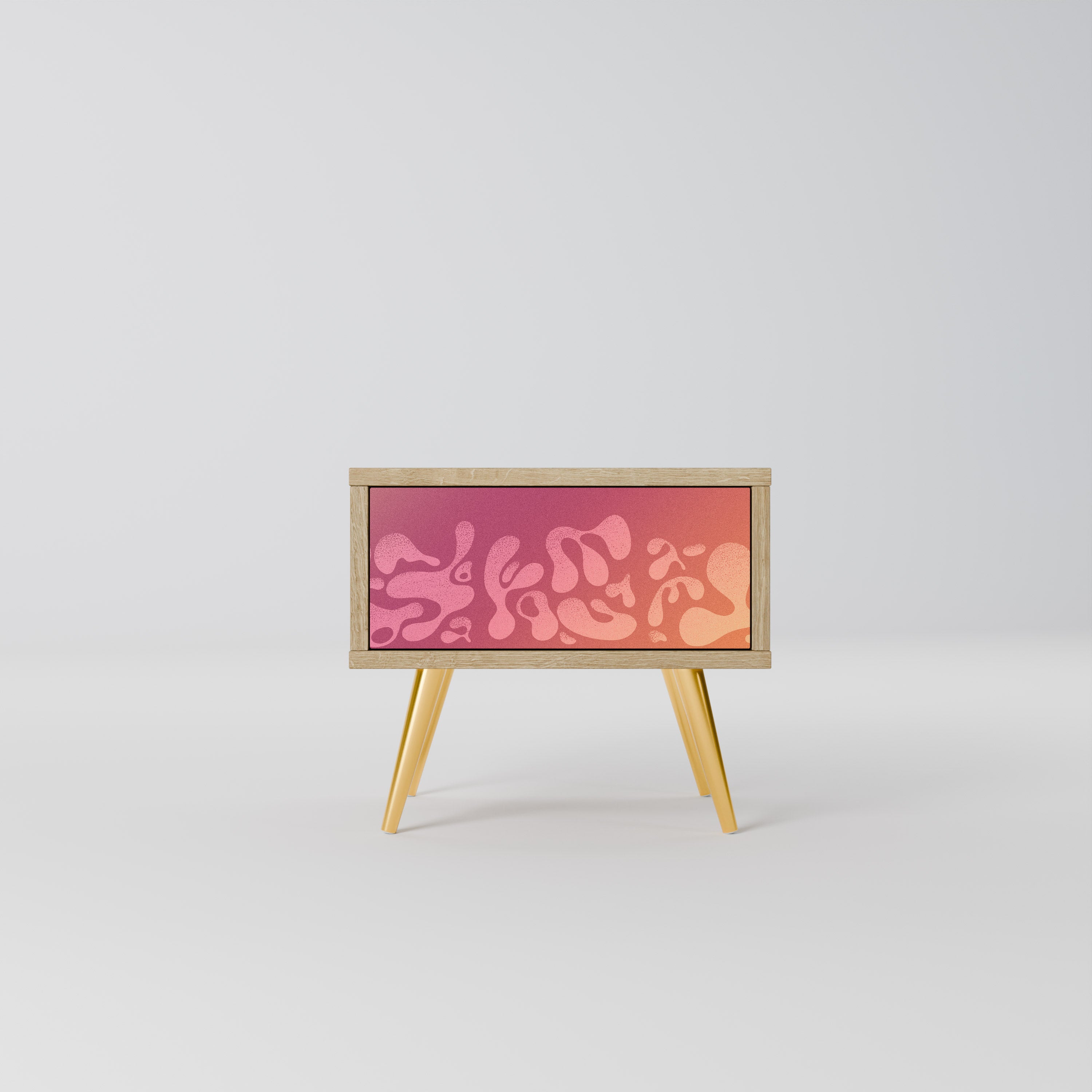 IRREGULAR PINK Nightstand in Oak Effect