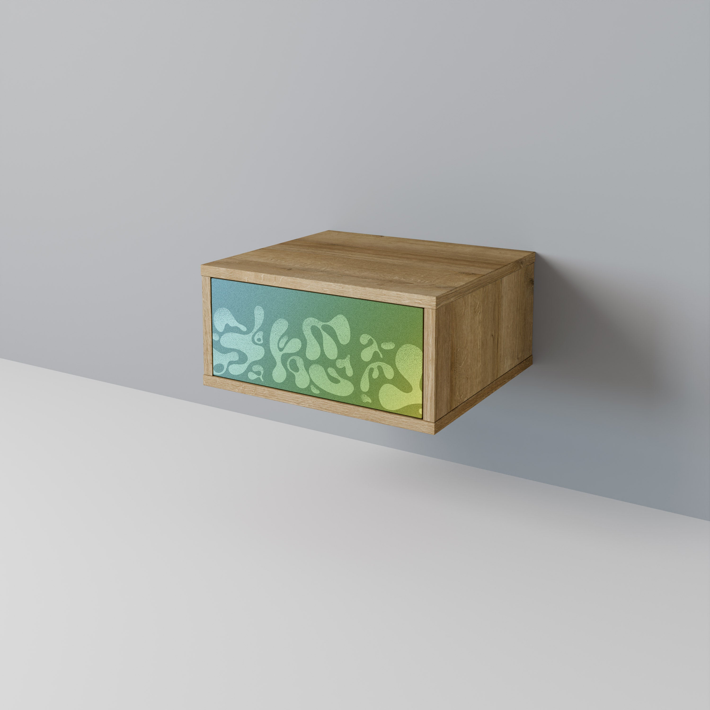 IRREGULAR BLUE Nightstand in Oak Effect