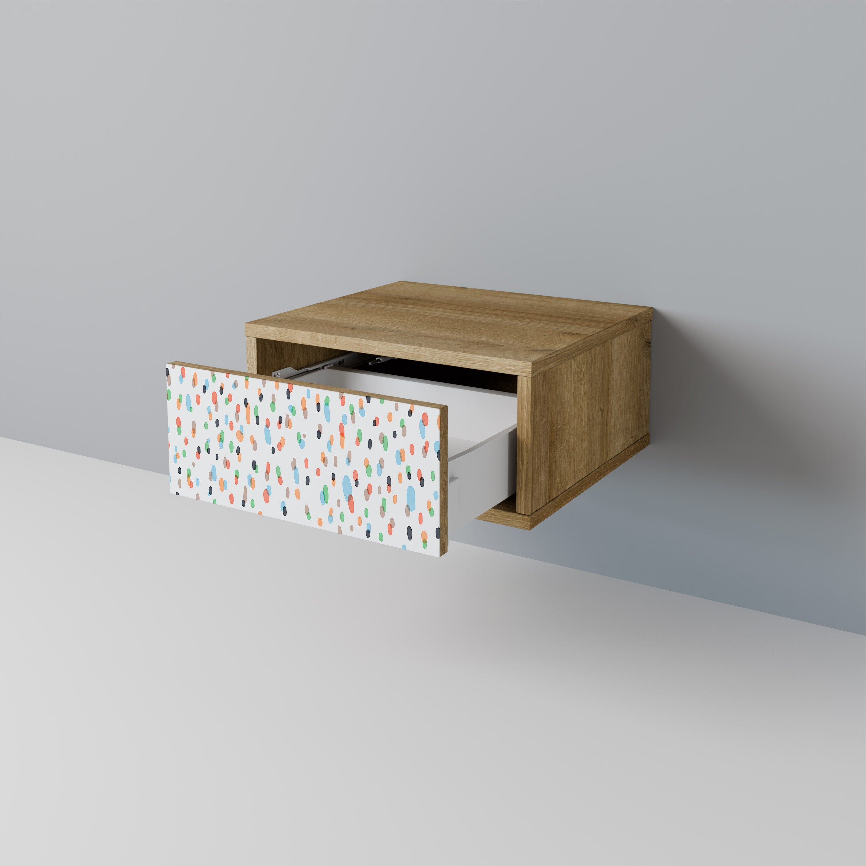 ENERGETIC SPOTS Nightstand in Oak Effect