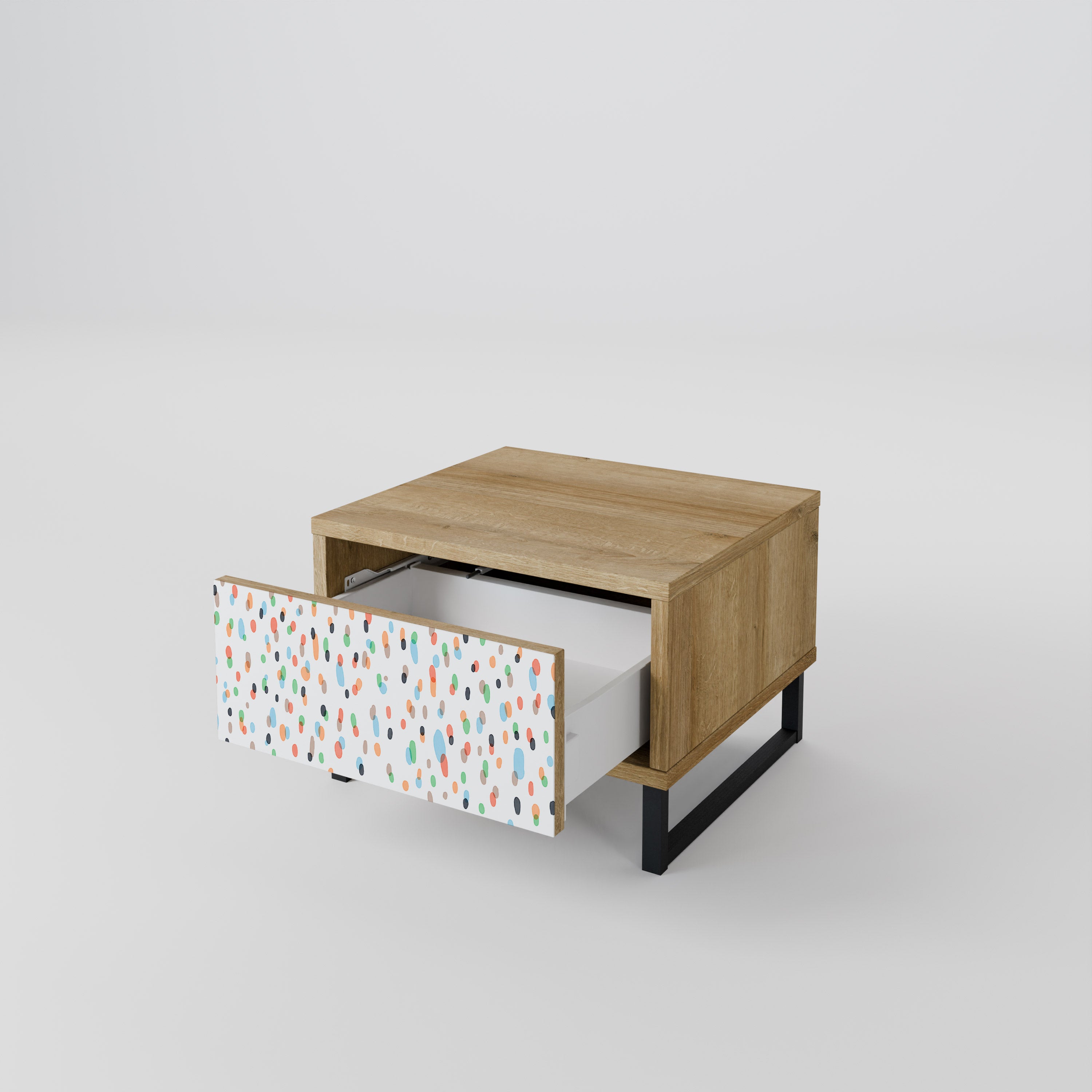 ENERGETIC SPOTS Nightstand in Oak Effect