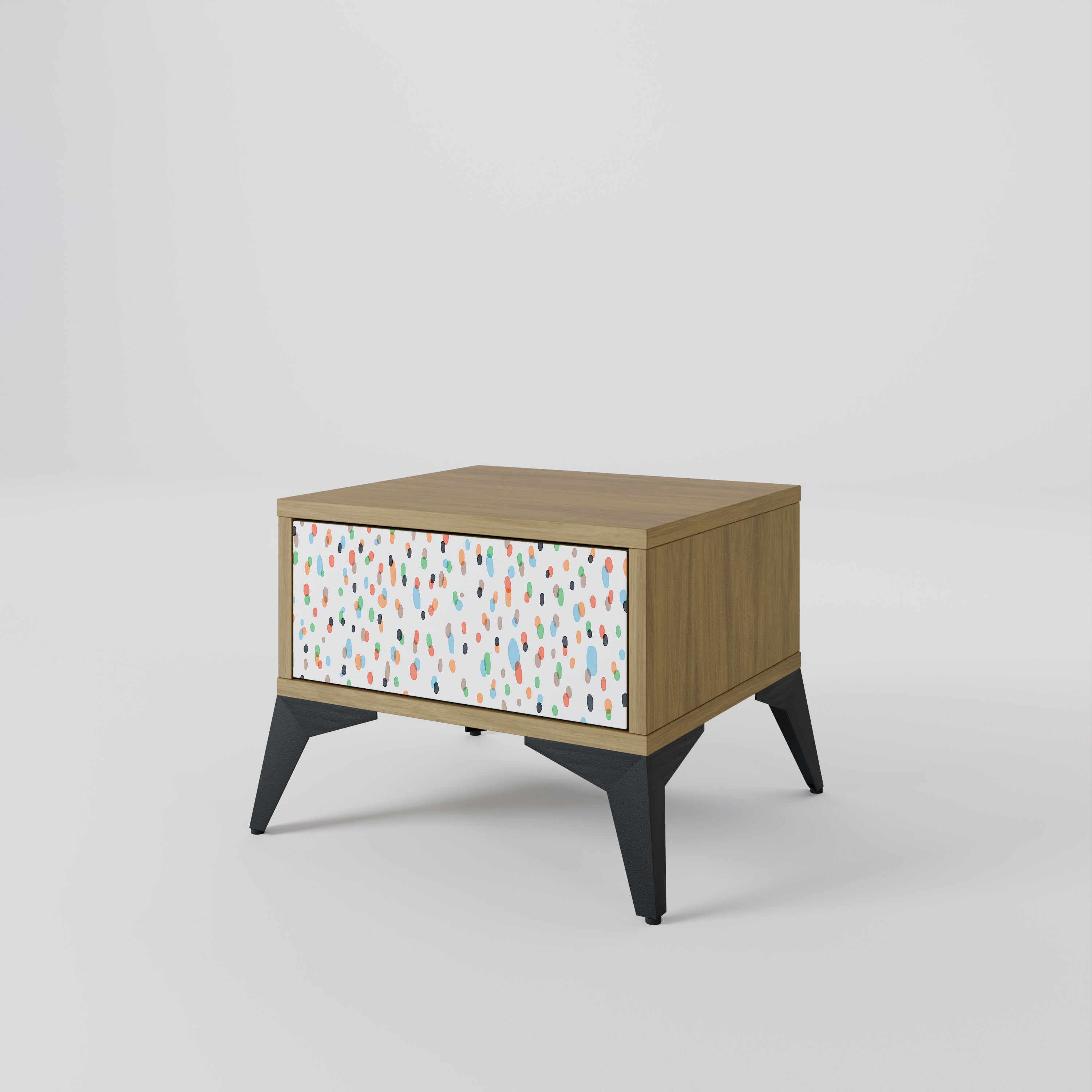 ENERGETIC SPOTS Nightstand in Oak Effect